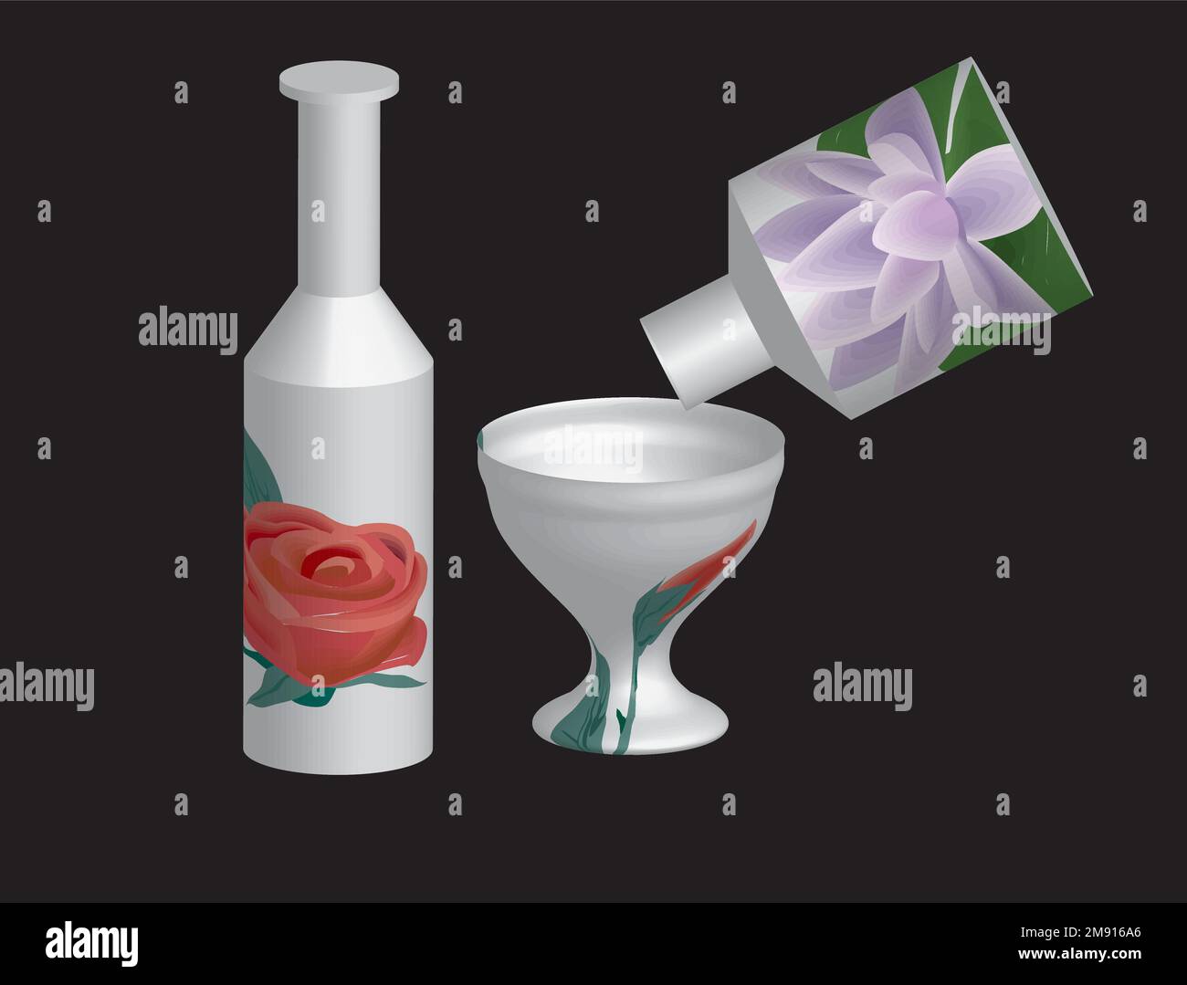 Raccolta bottiglie - silhouette vettoriale, illustrazione vettoriale. Illustrazione Vettoriale