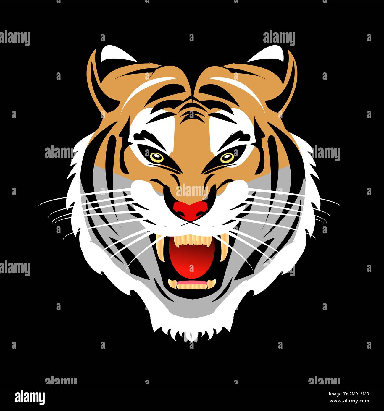 potente e feroce tigre faccia vettore Illustrazione Vettoriale