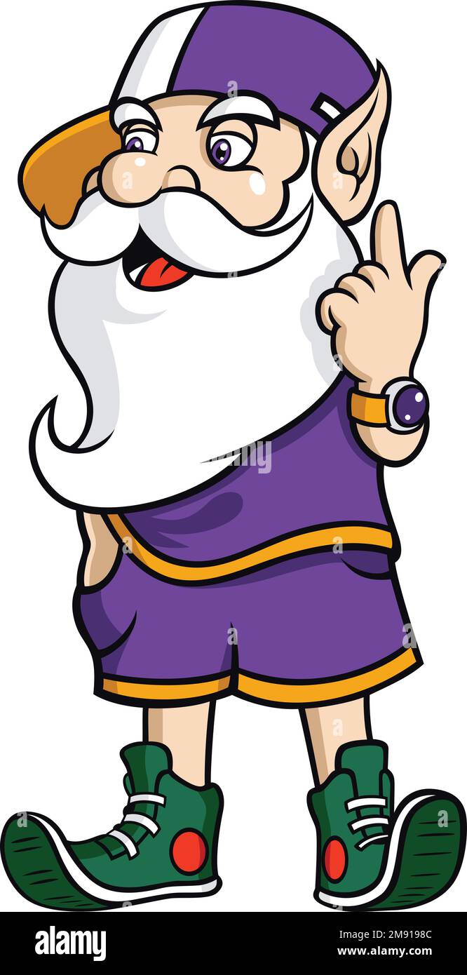 Personaggio Garden Gnome che indossa una maglia sportiva Illustrazione Vettoriale