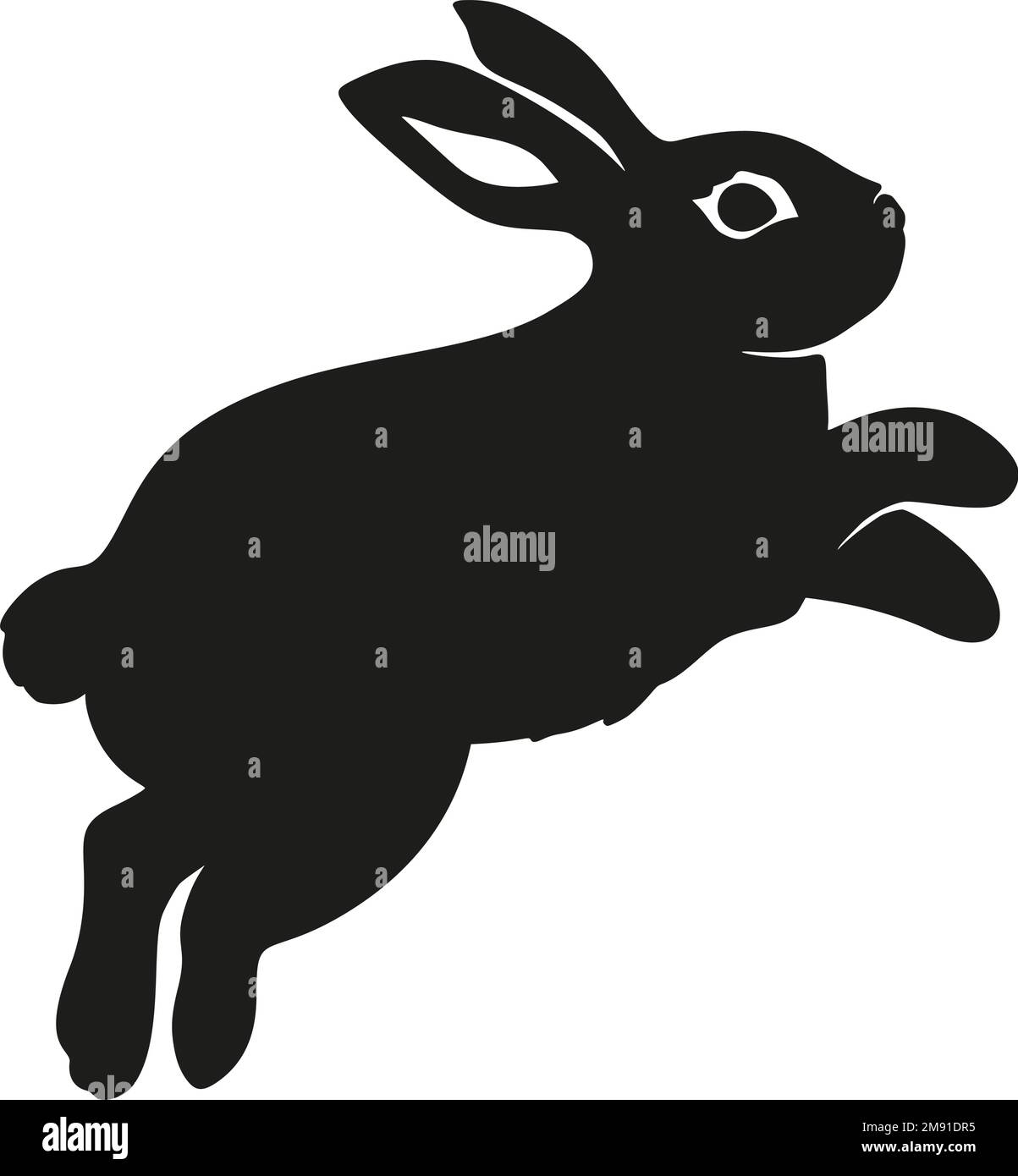 Coniglio bunny jumping silhouette Pasqua vettore animale orecchio nero forma primavera grafica Illustrazione Vettoriale