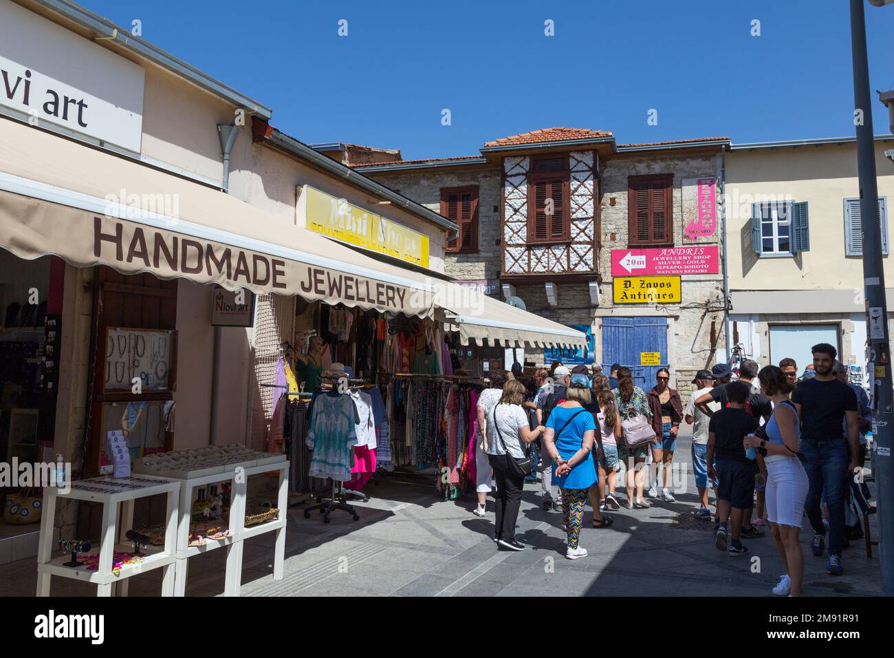Via dello shopping a Limassol, Cipro. Foto Stock
