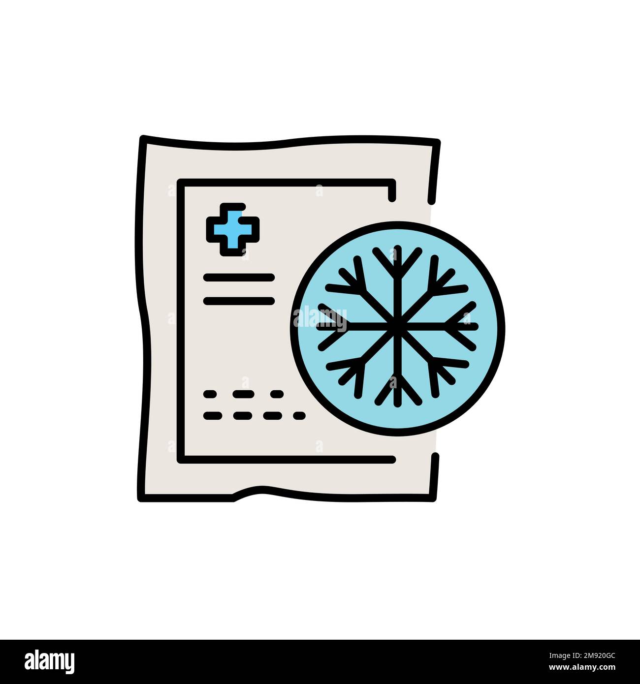 Icona della linea di colore della compressione istantanea a freddo. Pronto soccorso. Assistenza medica. Illustrazione Vettoriale