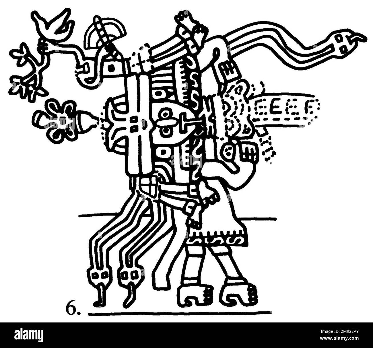 Manto ('il tessuto Paracas') Nasca. Mantella ('The Paracas Textile'), 100-300 C.E. Cotone, fibra camelide, 24 5/8 x 58 11/16 poll. (62,5 x 149 cm). Questo mantello, o mantello, straordinariamente complesso, è uno dei tessuti andini più rinomati al mondo. Era molto probabilmente usato come oggetto cerimoniale. Le novanta figure che decorano il confine, create dalla lavorazione ad aghi, sono state interpretate come un microcosmo di vita sulla costa meridionale del Perù duemila anni fa, con particolare attenzione all’agricoltura. Molte delle immagini illustrano la flora e la fauna autoctone e le piante coltivate. Figure in costume Foto Stock