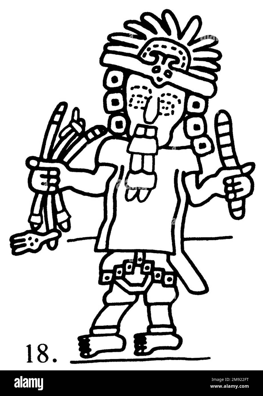 Manto ('il tessuto Paracas') Nasca. Mantella ('The Paracas Textile'), 100-300 C.E. Cotone, fibra camelide, 24 5/8 x 58 11/16 poll. (62,5 x 149 cm). Questo mantello, o mantello, straordinariamente complesso, è uno dei tessuti andini più rinomati al mondo. Era molto probabilmente usato come oggetto cerimoniale. Le novanta figure che decorano il confine, create dalla lavorazione ad aghi, sono state interpretate come un microcosmo di vita sulla costa meridionale del Perù duemila anni fa, con particolare attenzione all’agricoltura. Molte delle immagini illustrano la flora e la fauna autoctone e le piante coltivate. Figure in costume Foto Stock