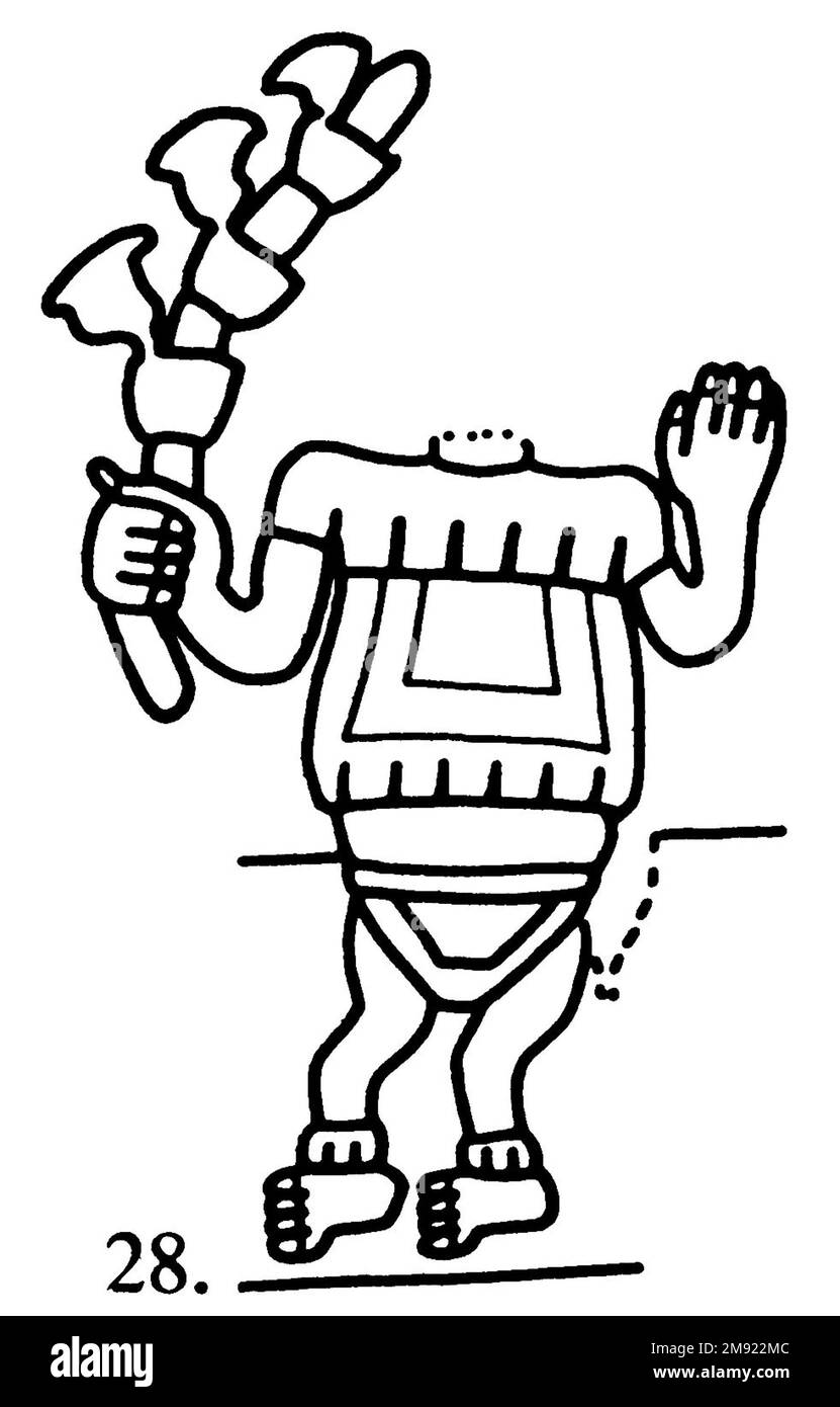 Manto ('il tessuto Paracas') Nasca. Mantella ('The Paracas Textile'), 100-300 C.E. Cotone, fibra camelide, 24 5/8 x 58 11/16 poll. (62,5 x 149 cm). Questo mantello, o mantello, straordinariamente complesso, è uno dei tessuti andini più rinomati al mondo. Era molto probabilmente usato come oggetto cerimoniale. Le novanta figure che decorano il confine, create dalla lavorazione ad aghi, sono state interpretate come un microcosmo di vita sulla costa meridionale del Perù duemila anni fa, con particolare attenzione all’agricoltura. Molte delle immagini illustrano la flora e la fauna autoctone e le piante coltivate. Figure in costume Foto Stock