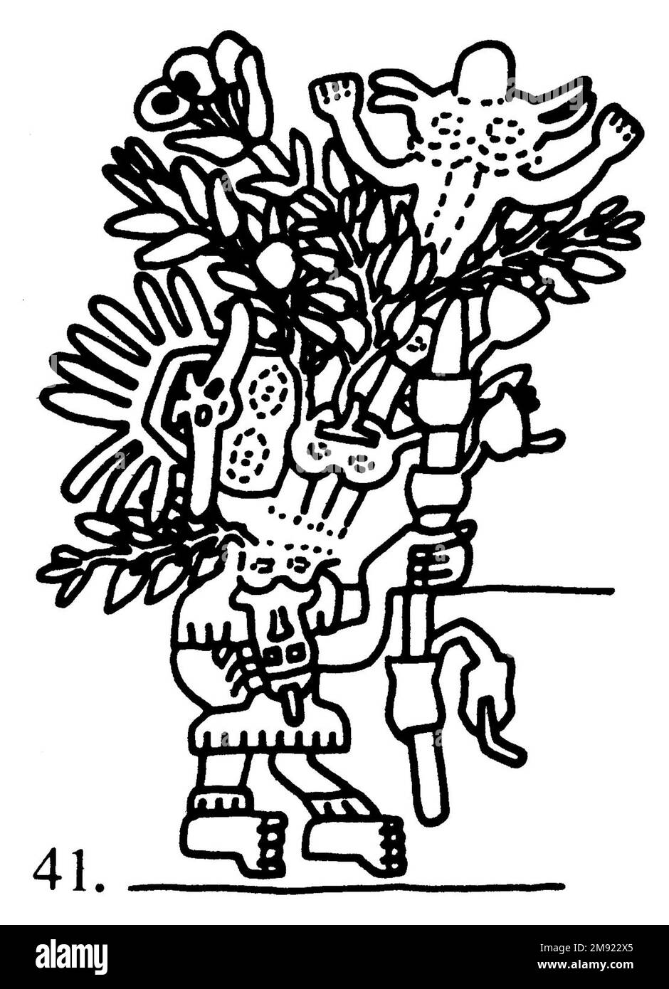 Manto ('il tessuto Paracas') Nasca. Mantella ('The Paracas Textile'), 100-300 C.E. Cotone, fibra camelide, 24 5/8 x 58 11/16 poll. (62,5 x 149 cm). Questo mantello, o mantello, straordinariamente complesso, è uno dei tessuti andini più rinomati al mondo. Era molto probabilmente usato come oggetto cerimoniale. Le novanta figure che decorano il confine, create dalla lavorazione ad aghi, sono state interpretate come un microcosmo di vita sulla costa meridionale del Perù duemila anni fa, con particolare attenzione all’agricoltura. Molte delle immagini illustrano la flora e la fauna autoctone e le piante coltivate. Figure in costume Foto Stock