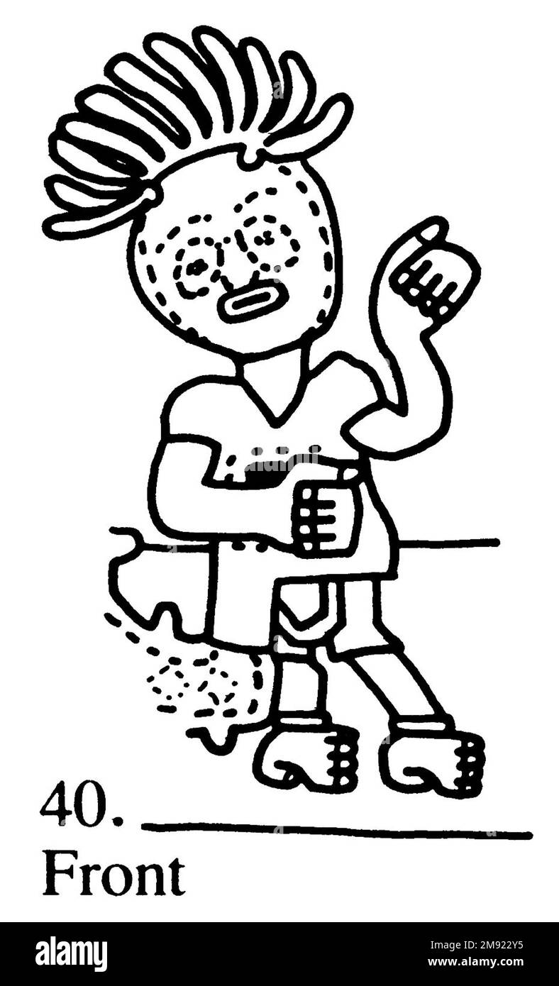 Manto ('il tessuto Paracas') Nasca. Mantella ('The Paracas Textile'), 100-300 C.E. Cotone, fibra camelide, 24 5/8 x 58 11/16 poll. (62,5 x 149 cm). Questo mantello, o mantello, straordinariamente complesso, è uno dei tessuti andini più rinomati al mondo. Era molto probabilmente usato come oggetto cerimoniale. Le novanta figure che decorano il confine, create dalla lavorazione ad aghi, sono state interpretate come un microcosmo di vita sulla costa meridionale del Perù duemila anni fa, con particolare attenzione all’agricoltura. Molte delle immagini illustrano la flora e la fauna autoctone e le piante coltivate. Figure in costume Foto Stock