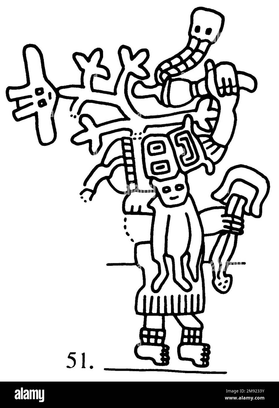 Manto ('il tessuto Paracas') Nasca. Mantella ('The Paracas Textile'), 100-300 C.E. Cotone, fibra camelide, 24 5/8 x 58 11/16 poll. (62,5 x 149 cm). Questo mantello, o mantello, straordinariamente complesso, è uno dei tessuti andini più rinomati al mondo. Era molto probabilmente usato come oggetto cerimoniale. Le novanta figure che decorano il confine, create dalla lavorazione ad aghi, sono state interpretate come un microcosmo di vita sulla costa meridionale del Perù duemila anni fa, con particolare attenzione all’agricoltura. Molte delle immagini illustrano la flora e la fauna autoctone e le piante coltivate. Figure in costume Foto Stock