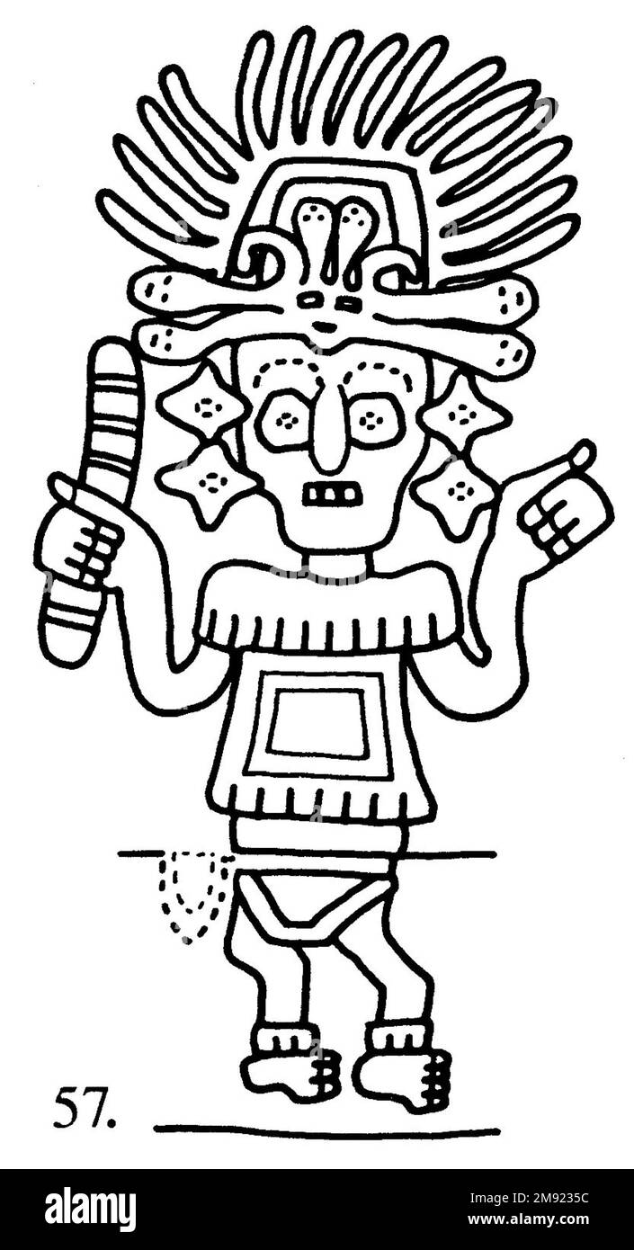 Manto ('il tessuto Paracas') Nasca. Mantella ('The Paracas Textile'), 100-300 C.E. Cotone, fibra camelide, 24 5/8 x 58 11/16 poll. (62,5 x 149 cm). Questo mantello, o mantello, straordinariamente complesso, è uno dei tessuti andini più rinomati al mondo. Era molto probabilmente usato come oggetto cerimoniale. Le novanta figure che decorano il confine, create dalla lavorazione ad aghi, sono state interpretate come un microcosmo di vita sulla costa meridionale del Perù duemila anni fa, con particolare attenzione all’agricoltura. Molte delle immagini illustrano la flora e la fauna autoctone e le piante coltivate. Figure in costume Foto Stock