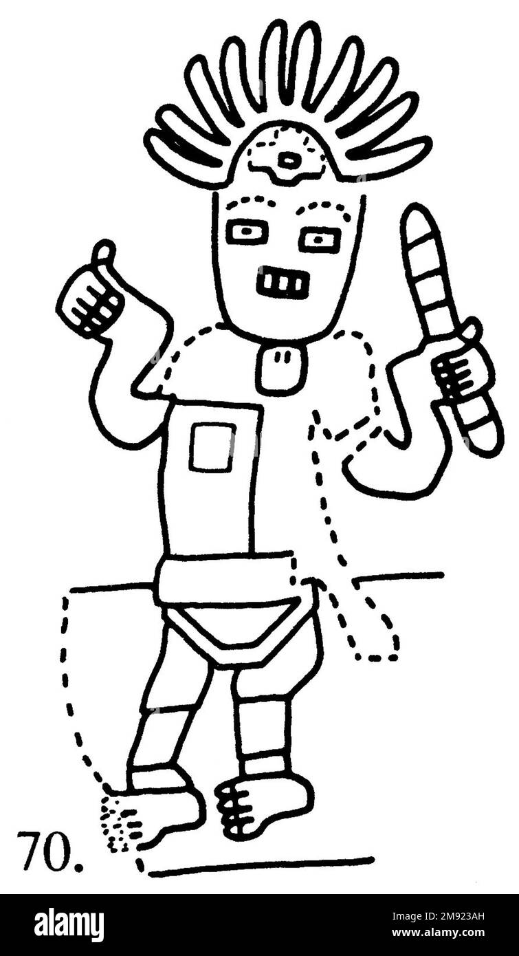 Manto ('il tessuto Paracas') Nasca. Mantella ('The Paracas Textile'), 100-300 C.E. Cotone, fibra camelide, 24 5/8 x 58 11/16 poll. (62,5 x 149 cm). Questo mantello, o mantello, straordinariamente complesso, è uno dei tessuti andini più rinomati al mondo. Era molto probabilmente usato come oggetto cerimoniale. Le novanta figure che decorano il confine, create dalla lavorazione ad aghi, sono state interpretate come un microcosmo di vita sulla costa meridionale del Perù duemila anni fa, con particolare attenzione all’agricoltura. Molte delle immagini illustrano la flora e la fauna autoctone e le piante coltivate. Figure in costume Foto Stock