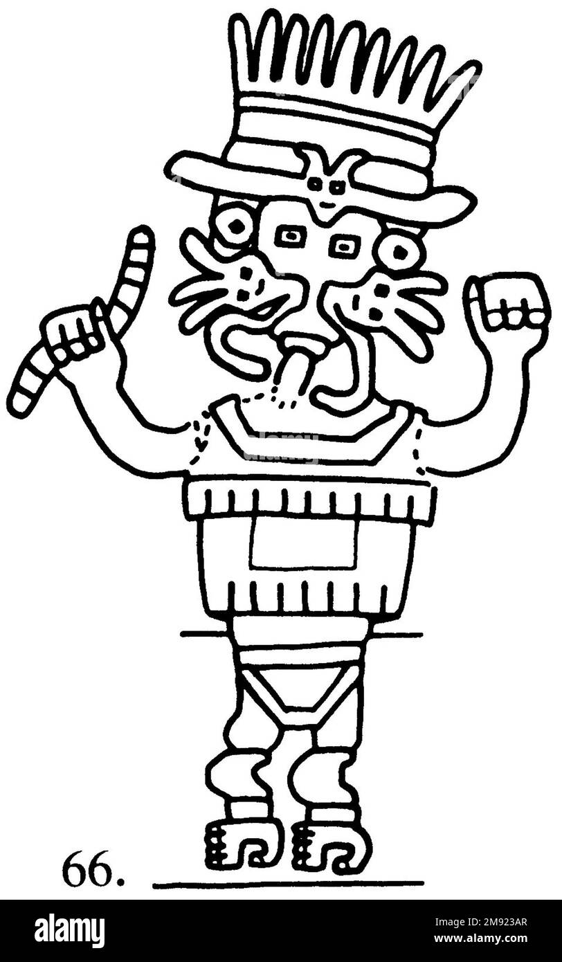 Manto ('il tessuto Paracas') Nasca. Mantella ('The Paracas Textile'), 100-300 C.E. Cotone, fibra camelide, 24 5/8 x 58 11/16 poll. (62,5 x 149 cm). Questo mantello, o mantello, straordinariamente complesso, è uno dei tessuti andini più rinomati al mondo. Era molto probabilmente usato come oggetto cerimoniale. Le novanta figure che decorano il confine, create dalla lavorazione ad aghi, sono state interpretate come un microcosmo di vita sulla costa meridionale del Perù duemila anni fa, con particolare attenzione all’agricoltura. Molte delle immagini illustrano la flora e la fauna autoctone e le piante coltivate. Figure in costume Foto Stock