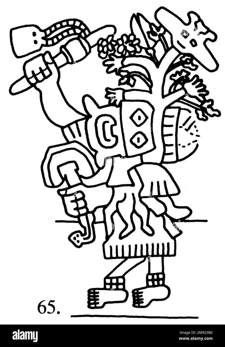 Manto ('il tessuto Paracas') Nasca. Mantella ('The Paracas Textile'), 100-300 C.E. Cotone, fibra camelide, 24 5/8 x 58 11/16 poll. (62,5 x 149 cm). Questo mantello, o mantello, straordinariamente complesso, è uno dei tessuti andini più rinomati al mondo. Era molto probabilmente usato come oggetto cerimoniale. Le novanta figure che decorano il confine, create dalla lavorazione ad aghi, sono state interpretate come un microcosmo di vita sulla costa meridionale del Perù duemila anni fa, con particolare attenzione all’agricoltura. Molte delle immagini illustrano la flora e la fauna autoctone e le piante coltivate. Figure in costume Foto Stock