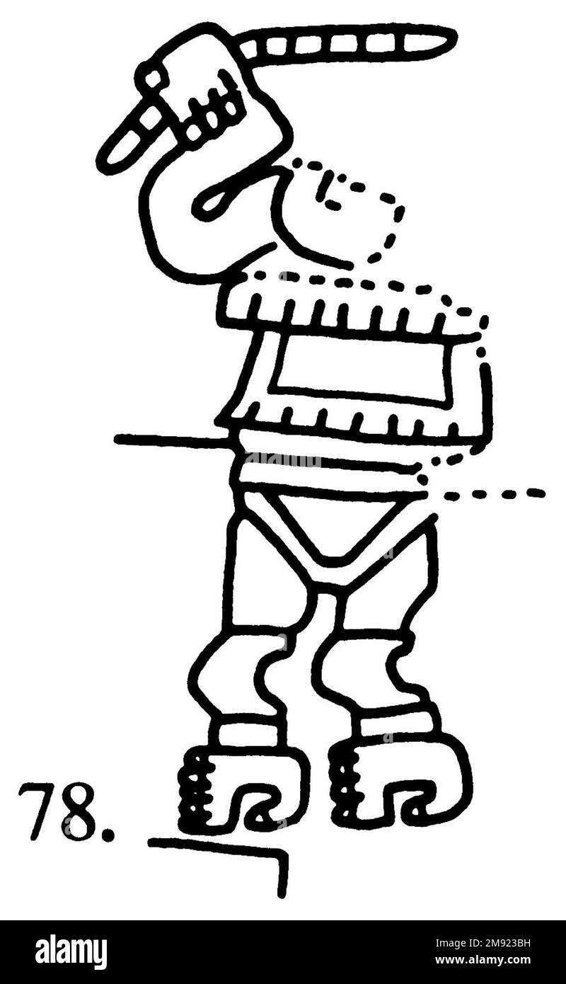 Manto ('il tessuto Paracas') Nasca. Mantella ('The Paracas Textile'), 100-300 C.E. Cotone, fibra camelide, 24 5/8 x 58 11/16 poll. (62,5 x 149 cm). Questo mantello, o mantello, straordinariamente complesso, è uno dei tessuti andini più rinomati al mondo. Era molto probabilmente usato come oggetto cerimoniale. Le novanta figure che decorano il confine, create dalla lavorazione ad aghi, sono state interpretate come un microcosmo di vita sulla costa meridionale del Perù duemila anni fa, con particolare attenzione all’agricoltura. Molte delle immagini illustrano la flora e la fauna autoctone e le piante coltivate. Figure in costume Foto Stock