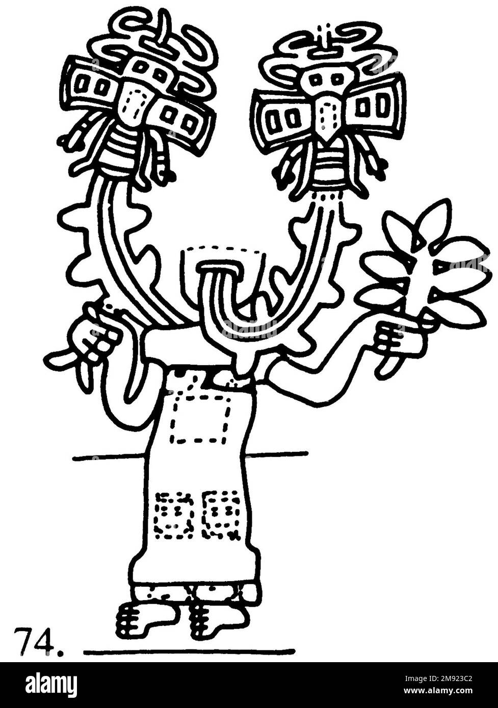 Manto ('il tessuto Paracas') Nasca. Mantella ('The Paracas Textile'), 100-300 C.E. Cotone, fibra camelide, 24 5/8 x 58 11/16 poll. (62,5 x 149 cm). Questo mantello, o mantello, straordinariamente complesso, è uno dei tessuti andini più rinomati al mondo. Era molto probabilmente usato come oggetto cerimoniale. Le novanta figure che decorano il confine, create dalla lavorazione ad aghi, sono state interpretate come un microcosmo di vita sulla costa meridionale del Perù duemila anni fa, con particolare attenzione all’agricoltura. Molte delle immagini illustrano la flora e la fauna autoctone e le piante coltivate. Figure in costume Foto Stock