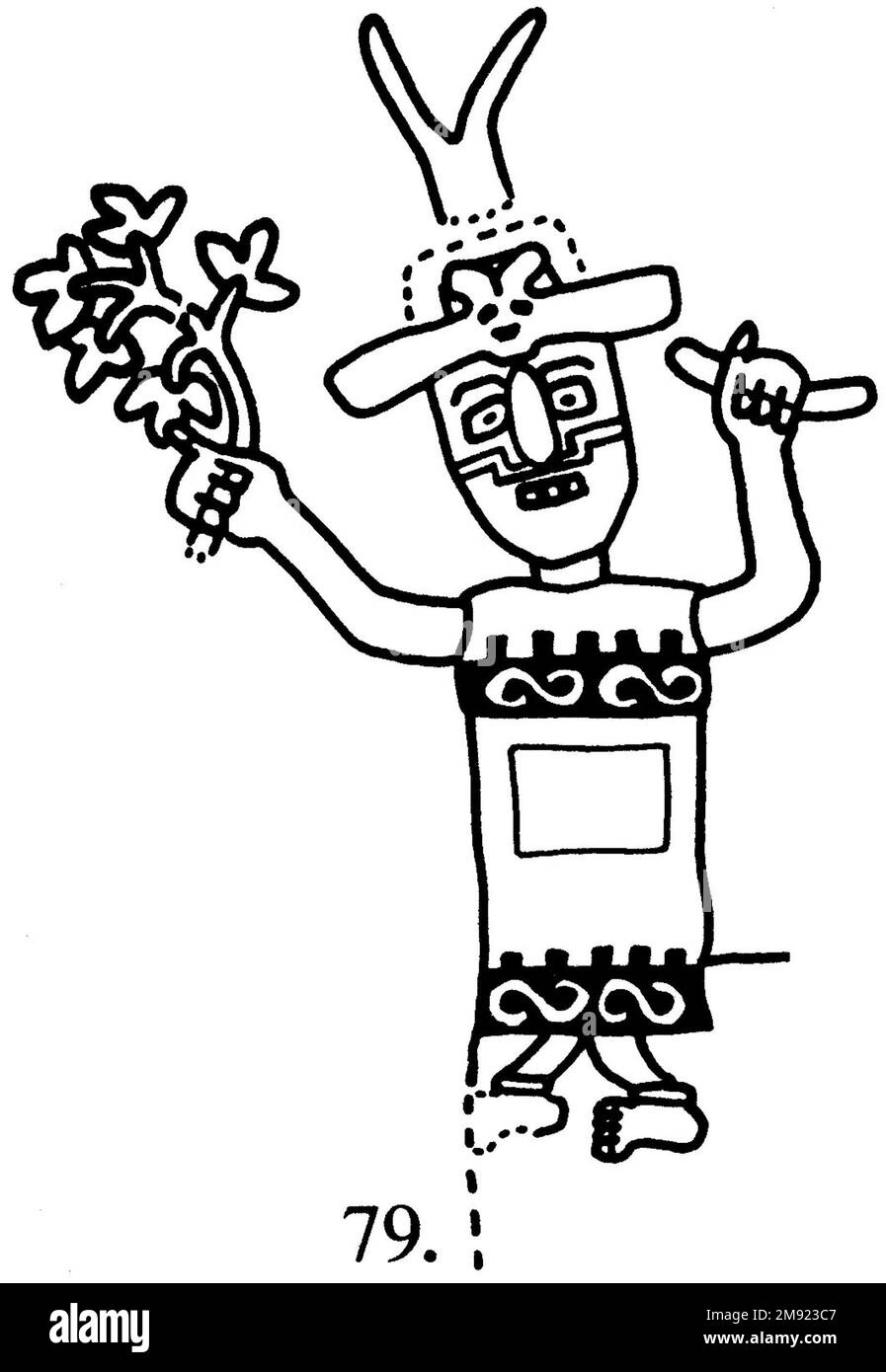 Manto ('il tessuto Paracas') Nasca. Mantella ('The Paracas Textile'), 100-300 C.E. Cotone, fibra camelide, 24 5/8 x 58 11/16 poll. (62,5 x 149 cm). Questo mantello, o mantello, straordinariamente complesso, è uno dei tessuti andini più rinomati al mondo. Era molto probabilmente usato come oggetto cerimoniale. Le novanta figure che decorano il confine, create dalla lavorazione ad aghi, sono state interpretate come un microcosmo di vita sulla costa meridionale del Perù duemila anni fa, con particolare attenzione all’agricoltura. Molte delle immagini illustrano la flora e la fauna autoctone e le piante coltivate. Figure in costume Foto Stock