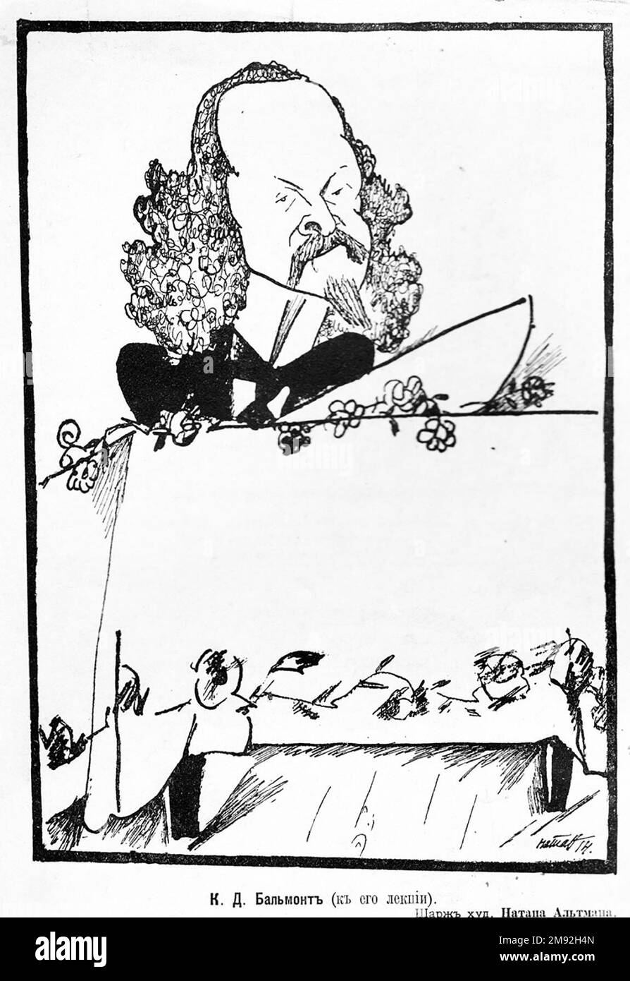 Konstantin Balmont, caricatura di Natan Altman ca. 1914 Foto Stock