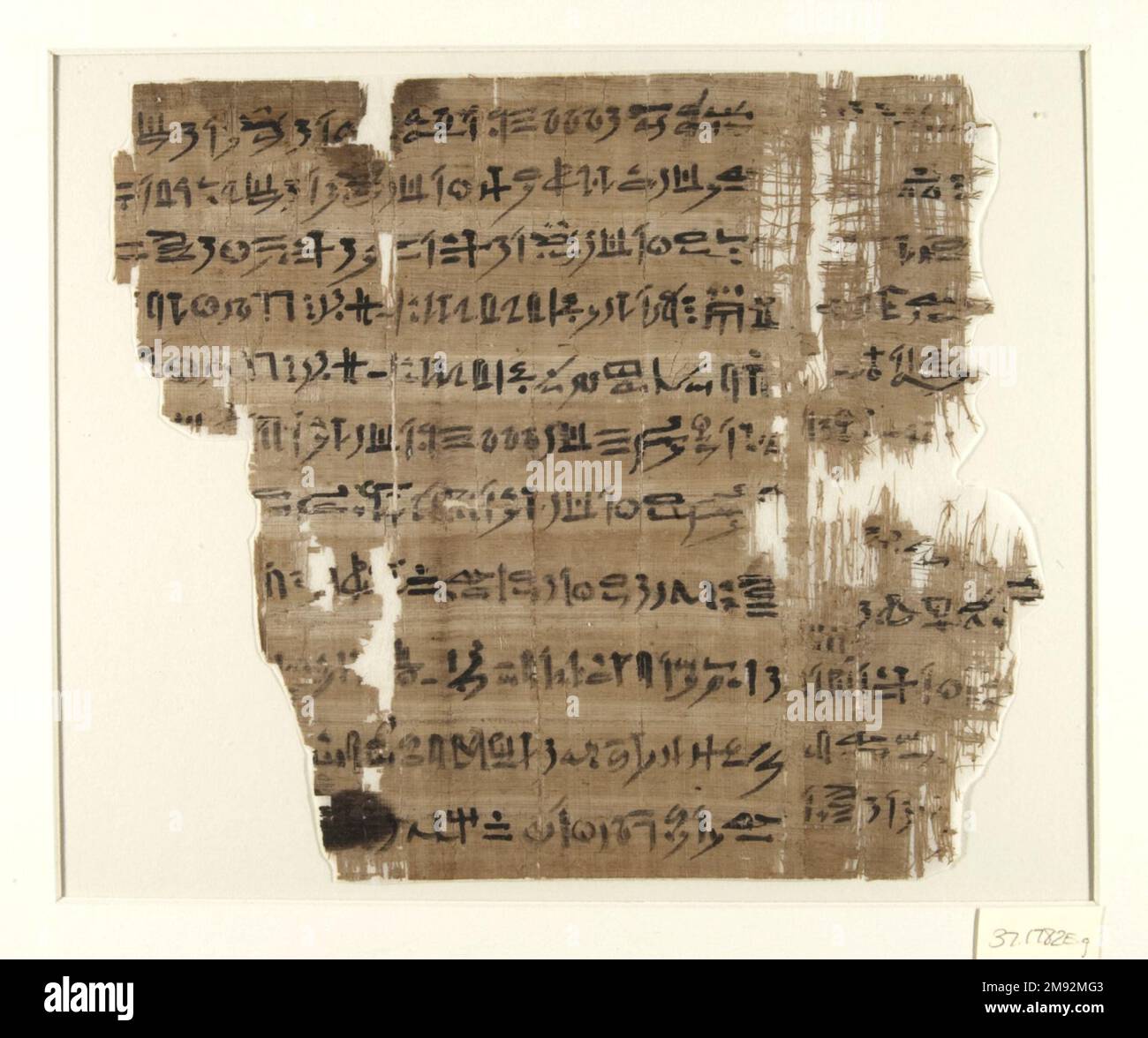Libro dei morti di Djedkhonsuiuefankh Libro dei morti di Djedkhonsuiuefankh, ca. 945-712 B.C.E. Papiro, inchiostro, foglio: 8 1/16 x 9 3/4 pollici (20,5 x 24,7 cm). Il Libro dei morti ha fornito gli incantesimi che il defunto deve conoscere e recitare per accelerare il viaggio nell'aldilà. Questa copia è stata fatta per un sacerdote altamente posto del dio Amun. Come per la maggior parte degli altri esempi del Libro dei morti, qui è inclusa solo una selezione di incantesimi. A sinistra ci sono gli Incantesimi 15 e 17. L'illustrazione raffigura Djedkhonsuiuefankh davanti al dio del sole Re-Hor-akhty. Le colonne di testo nell'illustrazione rivelano il dio' Foto Stock Libro dei morti di Djedkhonsuiuefankh Libro dei morti di Djedkhonsuiuefankh, ca. 945-712 B.C.E. Papiro, inchiostro, foglio: 8 1/16 x 9 3/4 pollici (20,5 x 24,7 cm). Il Libro dei morti ha fornito gli incantesimi che il defunto deve conoscere e recitare per accelerare il viaggio nell'aldilà. Questa copia è stata fatta per un sacerdote altamente posto del dio Amun. Come per la maggior parte degli altri esempi del Libro dei morti, qui è inclusa solo una selezione di incantesimi. A sinistra ci sono gli Incantesimi 15 e 17. L'illustrazione raffigura Djedkhonsuiuefankh davanti al dio del sole Re-Hor-akhty. Le colonne di testo nell'illustrazione rivelano il dio' Foto Stock