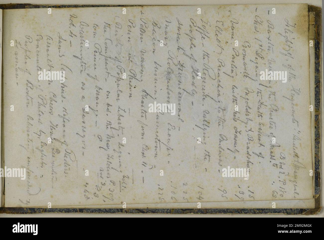 Libro di disegno Peter Frederick Rothermel (americano, 1817-1895). Schedario, 1857. Grafite con inchiostro e acquerello su crema, carta a trama leggera di peso medio, 5 11/16 x 8 5/8 x 3/8 pollici (14,4 x 21,9 x 1 cm). Questo quaderno di quarantadue pagine contiene disegni del pittore di storia Peter Frederick Rothermel di scene a Genazzano, Italia, a quaranta miglia ad est di Roma. Documentò l'architettura locale, la scultura, il paesaggio e le persone, includendo anche schizzi per argomenti narrativi. I costumi e la vita quotidiana dei cittadini sono catturati in diversi studi di figure abili, tra cui t Foto Stock