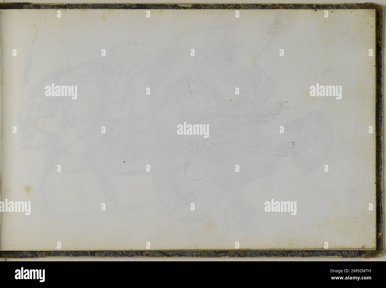 Libro di disegno Peter Frederick Rothermel (americano, 1817-1895). Schedario, 1857. Grafite con inchiostro e acquerello su crema, carta a trama leggera di peso medio, 5 11/16 x 8 5/8 x 3/8 pollici (14,4 x 21,9 x 1 cm). Questo quaderno di quarantadue pagine contiene disegni del pittore di storia Peter Frederick Rothermel di scene a Genazzano, Italia, a quaranta miglia ad est di Roma. Documentò l'architettura locale, la scultura, il paesaggio e le persone, includendo anche schizzi per argomenti narrativi. I costumi e la vita quotidiana dei cittadini sono catturati in diversi studi di figure abili, tra cui t Foto Stock