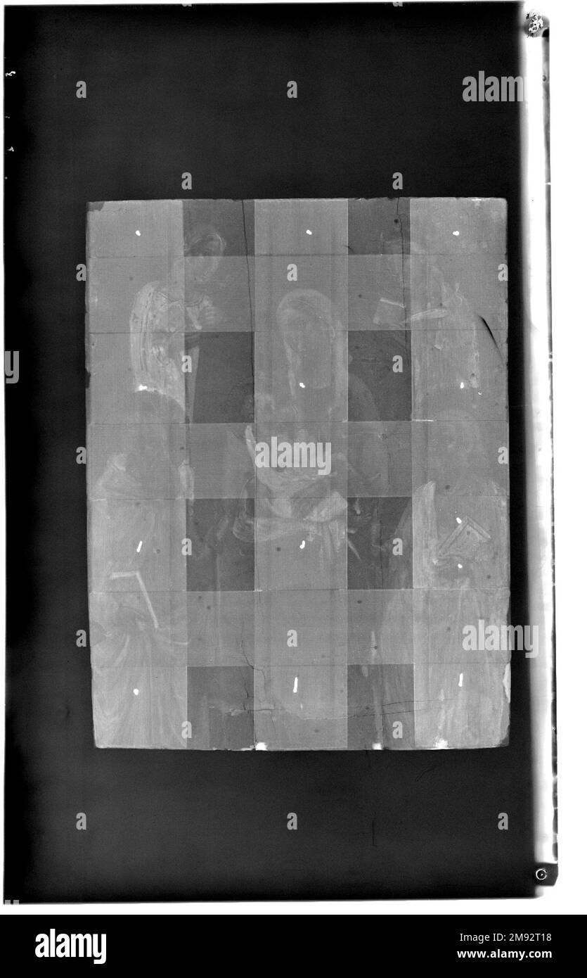 Vergine e Bambino in trono con i Santi Pietro, Caterina d'Alessandria, Santa Femminile e Antonio Abate Martino di Bartolomeo (Scuola Italiana, Senese, circa 1365/70-1435). Vergine e Bambino in trono con i Santi Pietro, Caterina da Alessandria, una Santa Femminile e Antonio Abate, ca. 1408. Tempera su pannello di legno, 8 1/4 x 6 1/2 poll. (21,0 x 16,5 cm). Arte europea ca. 1408 Foto Stock