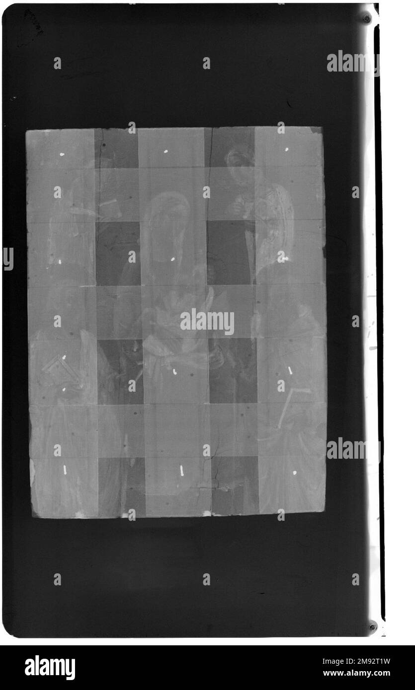 Vergine e Bambino in trono con i Santi Pietro, Caterina d'Alessandria, Santa Femminile e Antonio Abate Martino di Bartolomeo (Scuola Italiana, Senese, circa 1365/70-1435). Vergine e Bambino in trono con i Santi Pietro, Caterina da Alessandria, una Santa Femminile e Antonio Abate, ca. 1408. Tempera su pannello di legno, 8 1/4 x 6 1/2 poll. (21,0 x 16,5 cm). Arte europea ca. 1408 Foto Stock