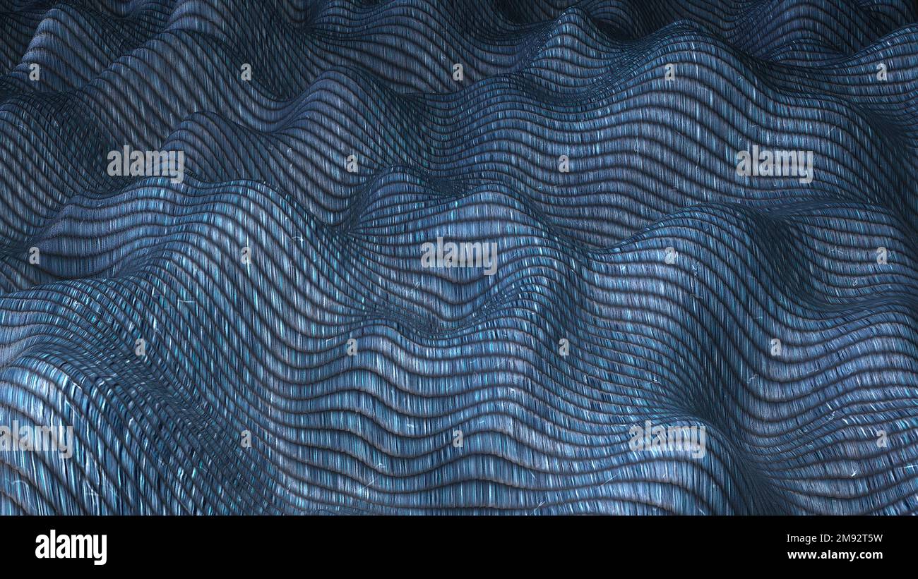 Tessuto a onda blu. Rendering 3D generato dal computer Foto Stock