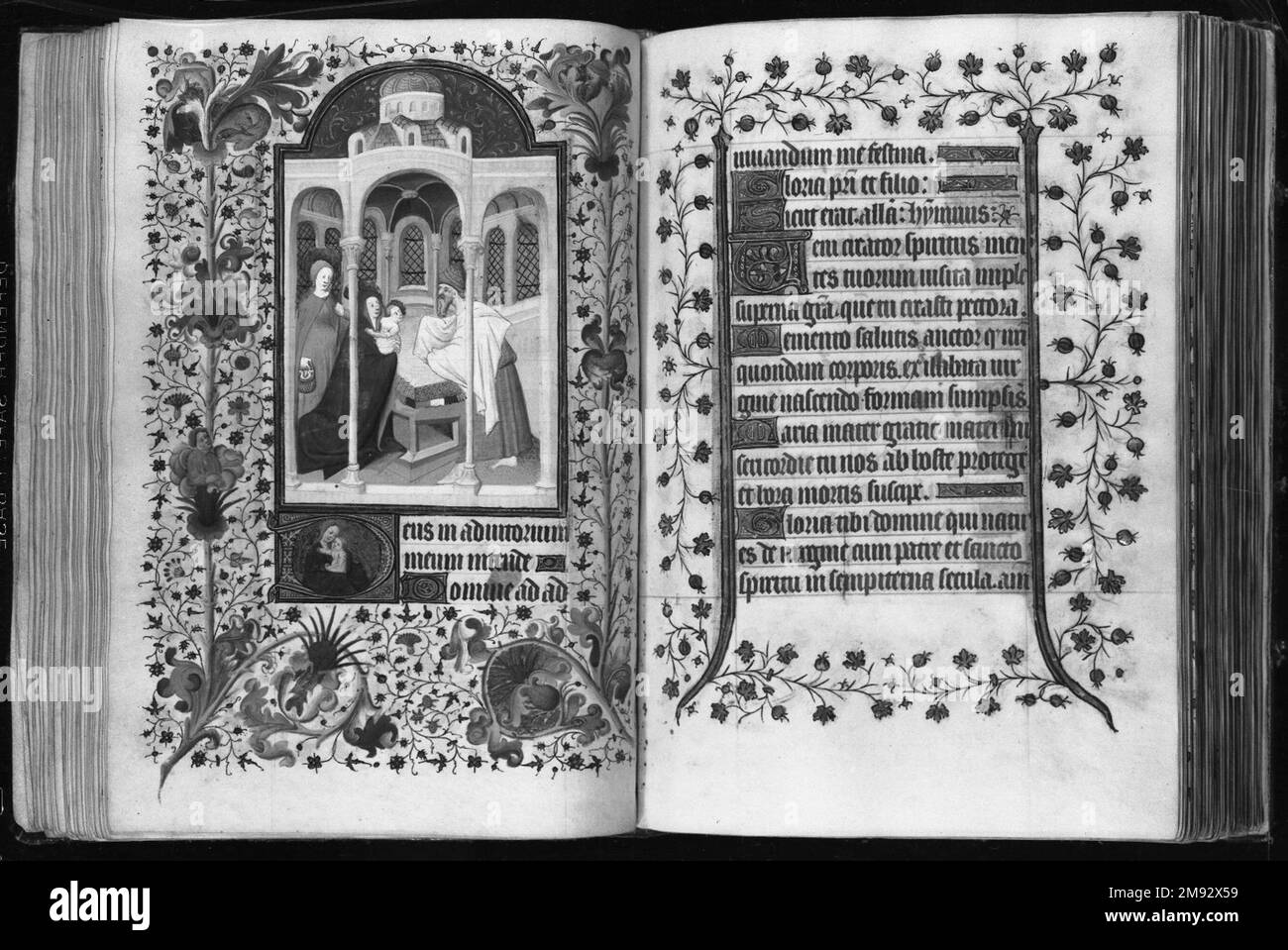 Horae Beatae Mariae Virginis Sconosciuto. Horae Beatae Mariae Virginis, ca. 1425-1460. Manoscritto in acquerello opaco e inchiostro dorato, libro: 8 x 5 3/4 x 2 3/8 cm (20,3 x 14,6 cm). Arte europea ca. 1425-1460 Foto Stock