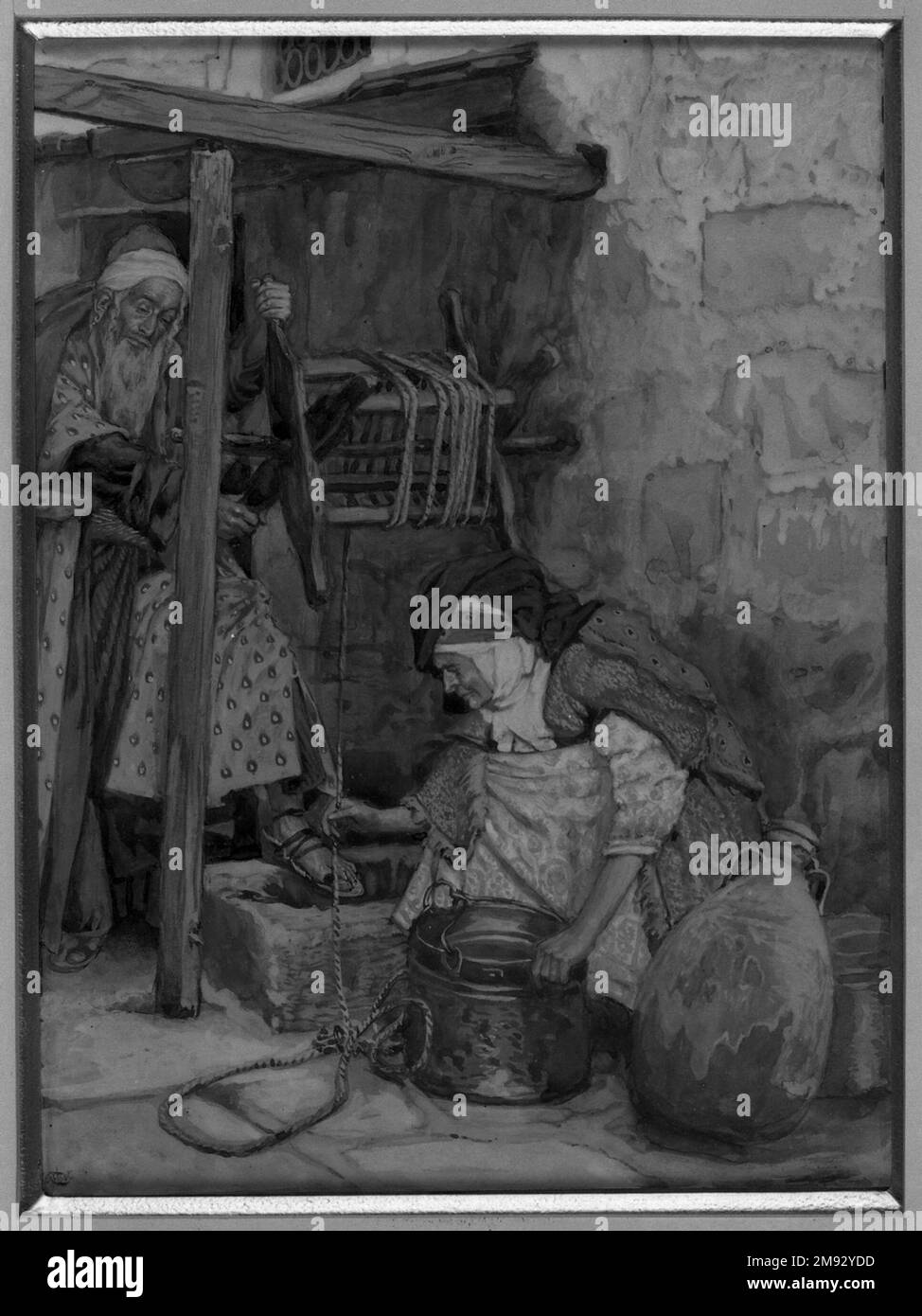 Ritratto di Zacharie ed Elisabetta (Ritratto di Zacharie et d'Elisabeth) James Tissot (francese, 1836-1902). Ritratto di Zacharie ed Elisabetta (Ritratto di Zacharie et d'Elisabeth), 1886-1894. Acquerello opaco su grafite su carta in wove grigia, immagine: 8 7/8 x 6 5/8 pollici (22,5 x 16,8 cm). Arte europea 1886-1894 Foto Stock