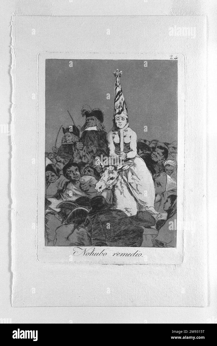 Non si poteva fare nulla (Nohubo rimedio) Francisco de Goya y Lucientes (spagnolo, 1746-1828). Non si poteva fare nulla (Nohubo rimedio), 1797-1798. Incisione e acquatinta su carta posata, foglio: 11 13/16 x 8 15/16 poll. (30 x 22,7 cm). I Caprici (Los Caprichos) sono un insieme di ottanta incisioni create tra il 1797 e il 1798. Sono in vista tredici esempi del raro set “prova di prova” del Brooklyn Museum, composto da prime impressioni di una stampa fatta dall’artista prima dell’edizione pubblicata. Nella prima parte della serie, Goya critica i personaggi, le istituzioni e i valori Foto Stock