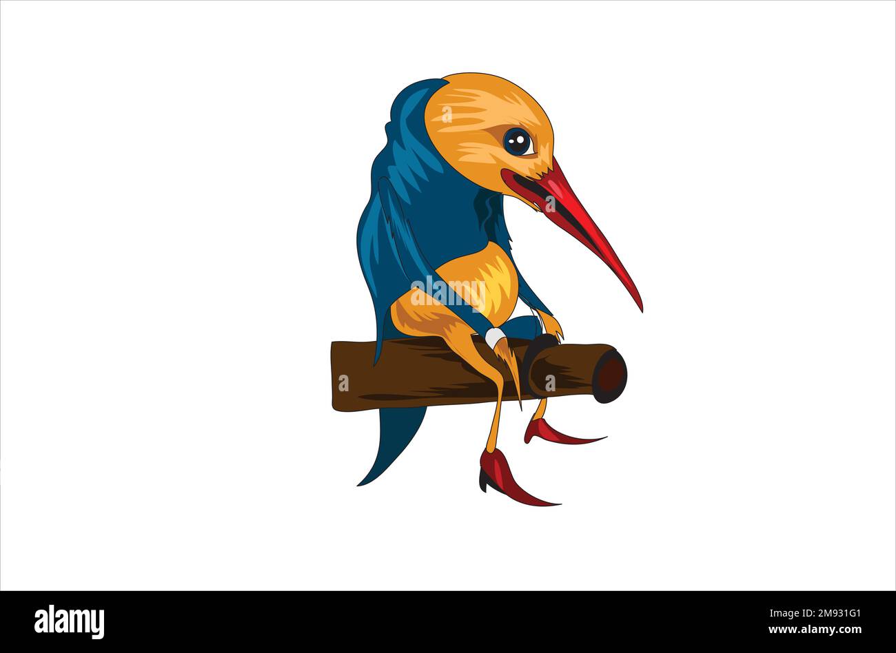 uccello che indossa stoffa seduta su albero Illustrazione Vettoriale