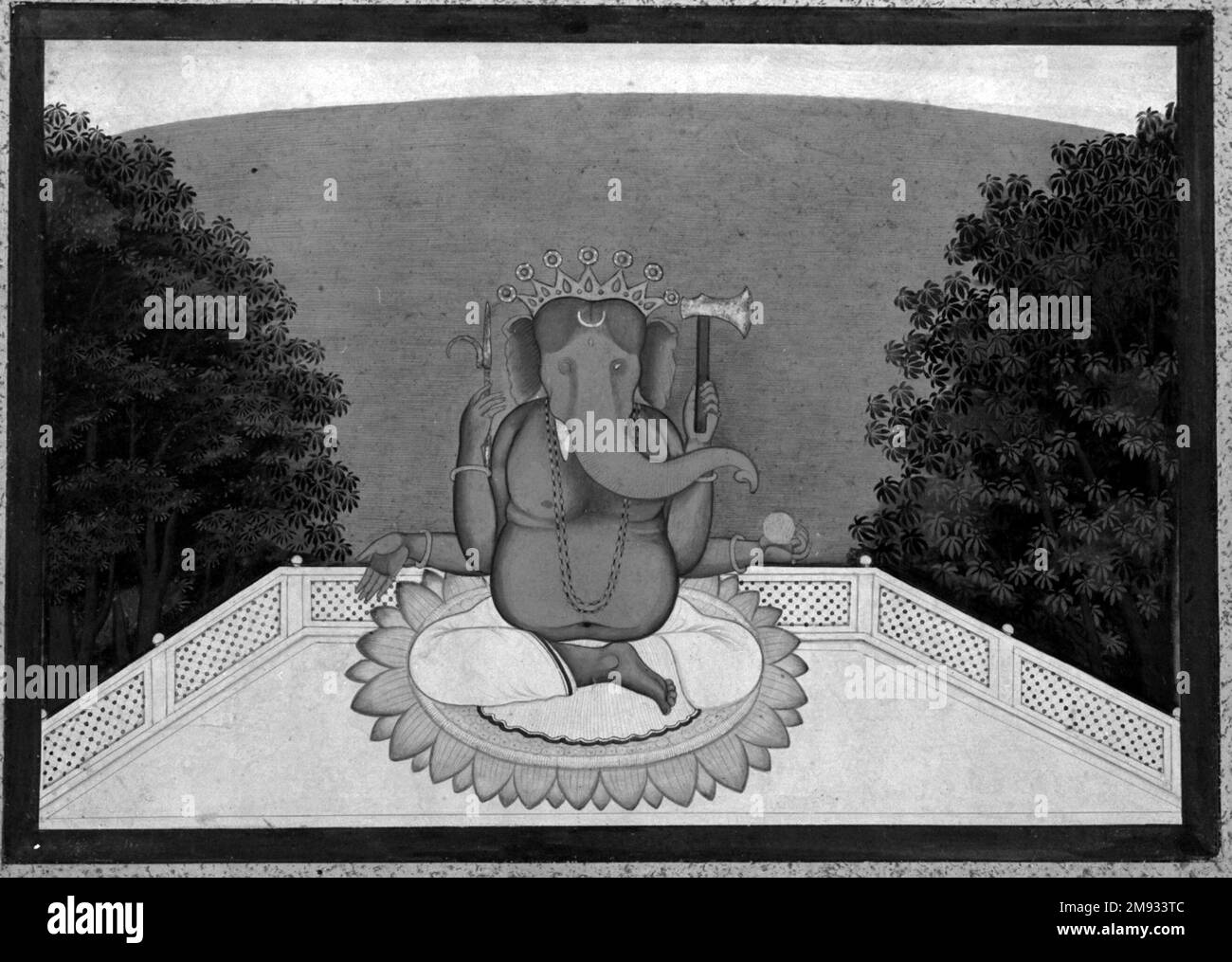 Ganesha indiano. Ganesha, ca. 1775-1800. Acquerello opaco su carta, foglio: 8 3/16 x 11 5/16 pollici (20,8 x 28,7 cm). Arte asiatica ca. 1775-1800 Foto Stock