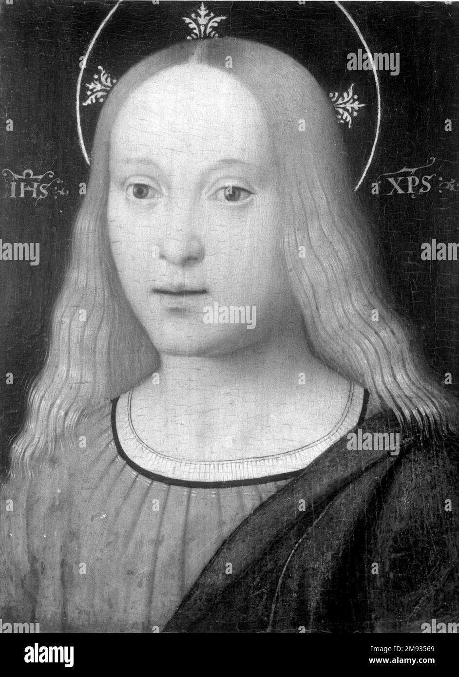 Ritratto del giovane Cristo Galeazzo campi (Italiano, Cremonese, 1477-1536). Ritratto del giovane Cristo, ca. 1510-1515. Olio sul pannello, 10 x 8 in. (25,4 x 20,3 cm). Arte europea ca. 1510-1515 Foto Stock