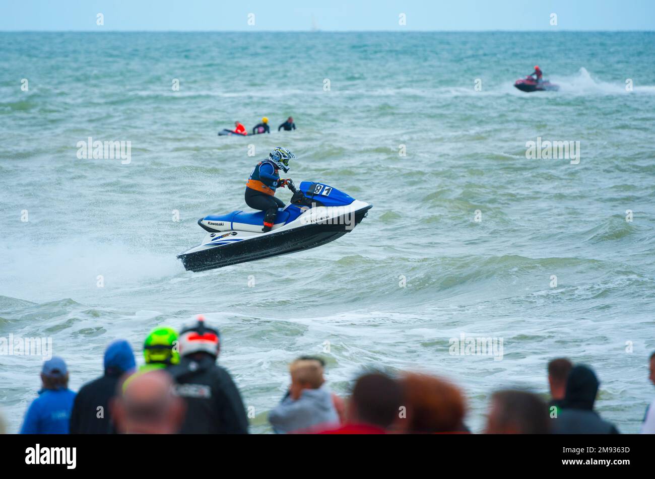 Francia, Calvados (14), Villers-sur-Mer, Grand Ouest jet ski campionato 2018, gara di velocità intorno boe Foto Stock