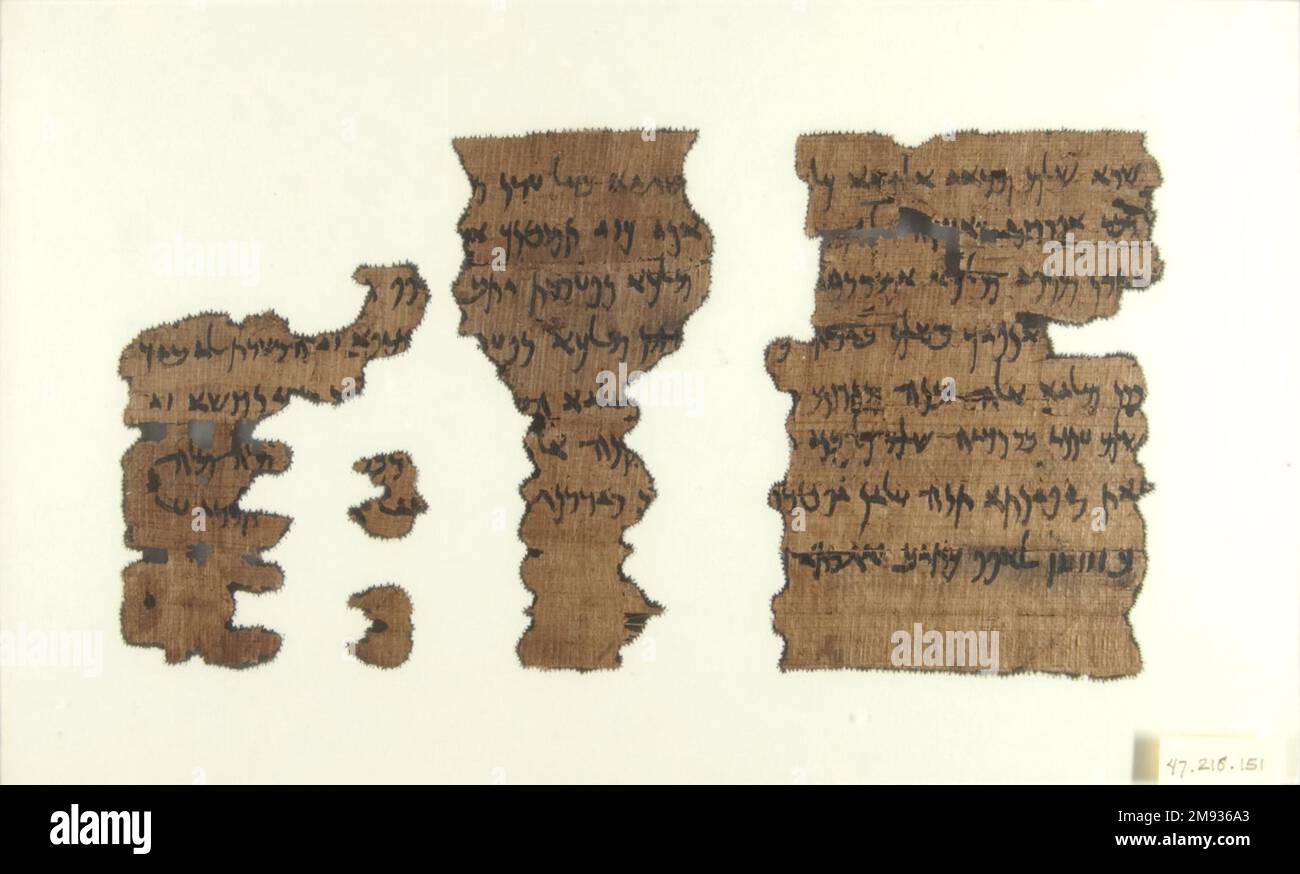 Papiro aramaico aramaico. Aramaic Papyrus, 1 ottobre 399 B.C.E. Papiro, inchiostro, totale: 5 1/16 x 9 1/2 pollici (12,8 x 24,2 cm). Egiziano, Classico, Antica Arte Near Eastern Ottobre 1, 399 B.C.E. Foto Stock