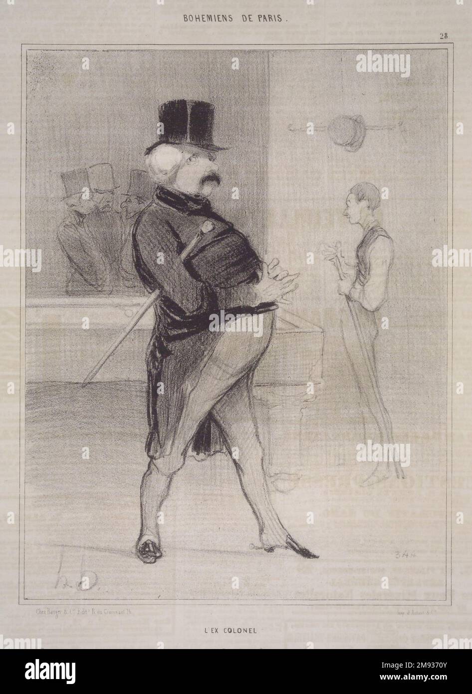 L'ex colonnello (l'ex colonnello) Honoré Daumier (francese, 1808-1879). , 17 aprile 1842. Litografia su carta da giornale, foglio: 13 13/16 x 10 1/16 poll. (35,1 x 25,6 cm). Arte europea 17 aprile 1842 Foto Stock