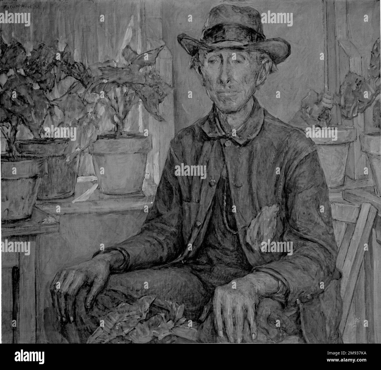 The Old Gardener Robert Reid (americano, 1862-1929). Il vecchio giardiniere, 1921. Olio su tela, 36 1/8 x 40 3/16 poll. (91,8 x 102 cm). Arte americana 1921 Foto Stock