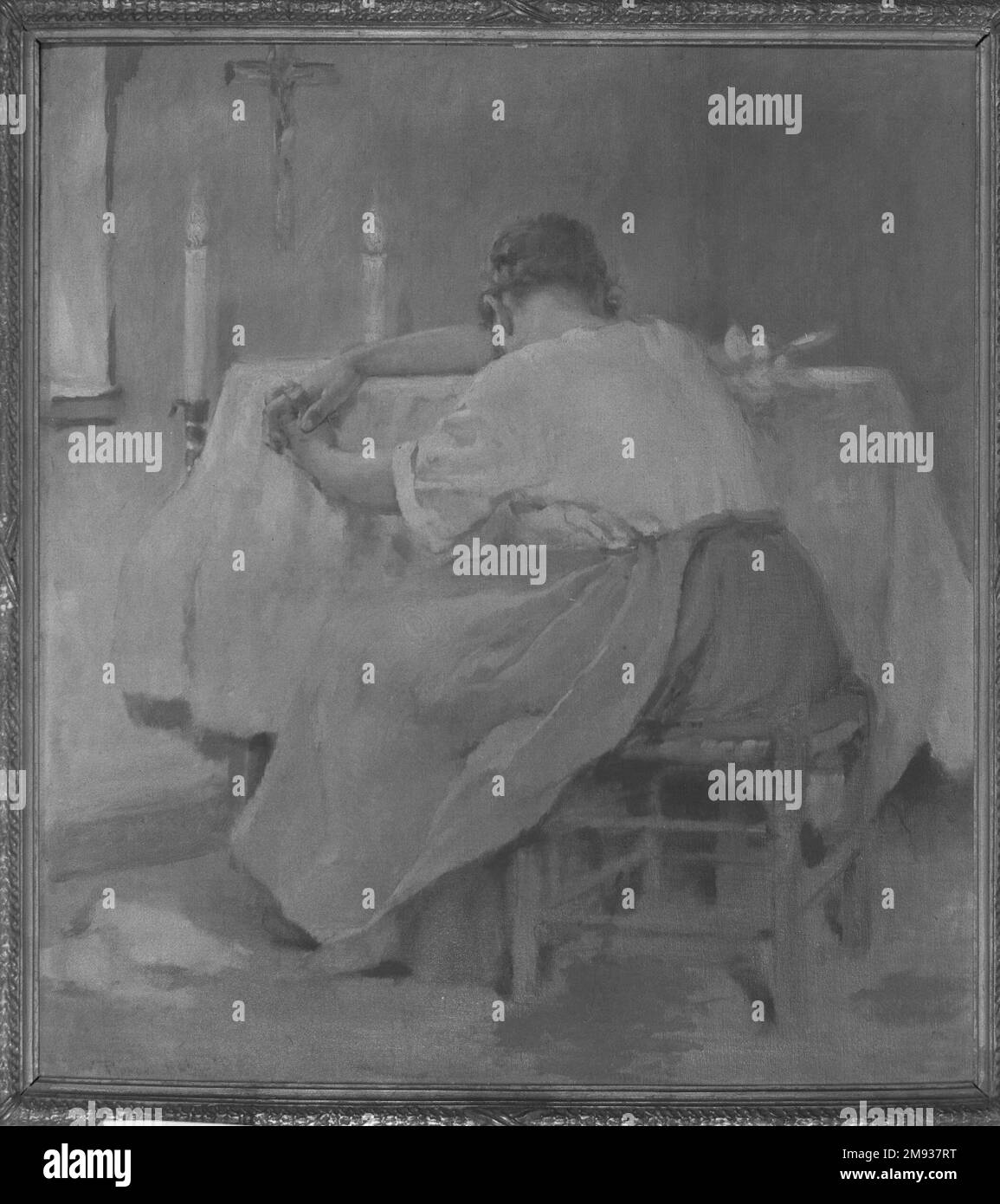 Il suo primo nato Robert Reid (americano, 1862-1929). Il suo primo nato, 1888. Olio su tela, 37 x 33 5/8 poll. (94 x 85,4 cm). Arte americana 1888 Foto Stock