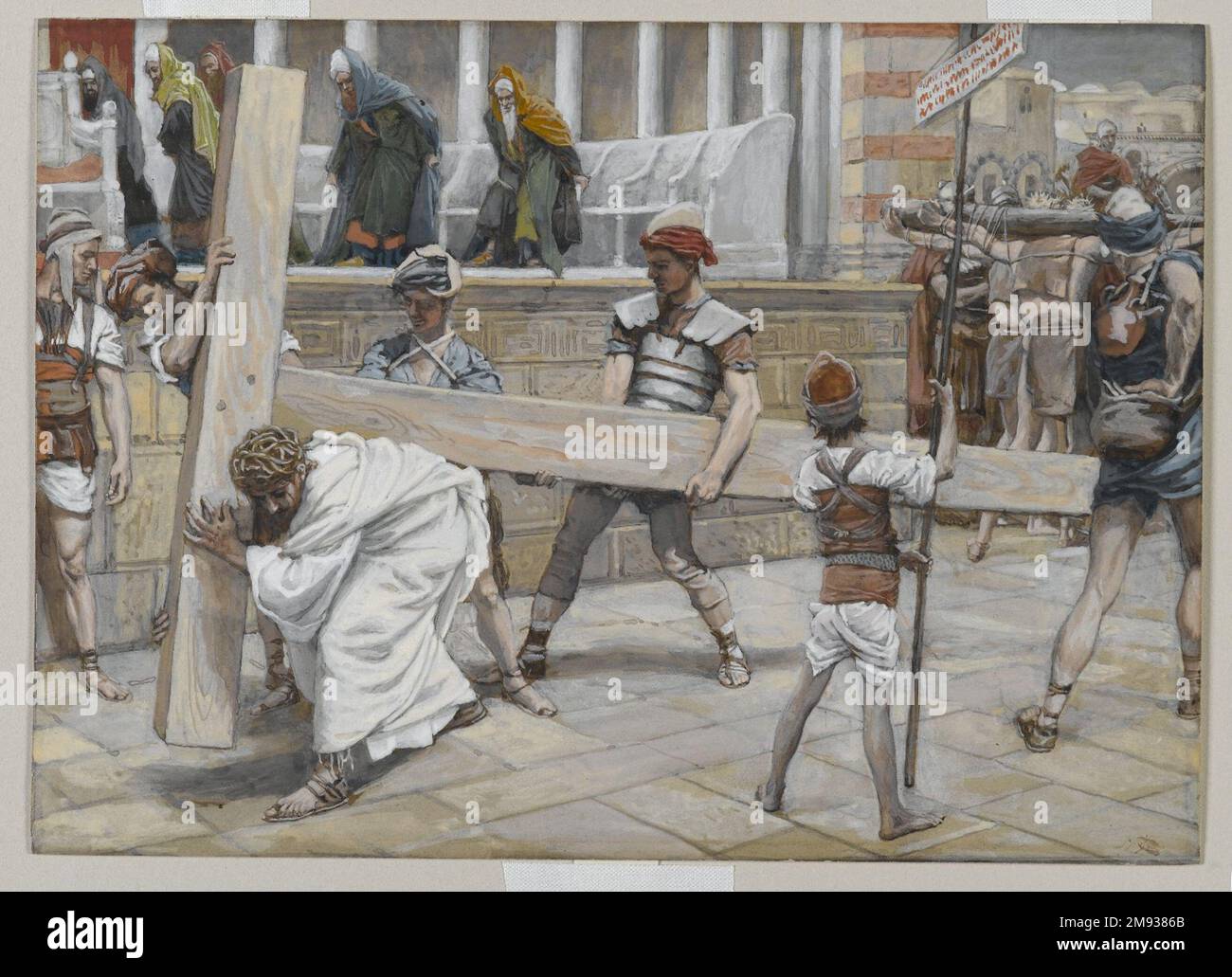 Gesù che porta la Croce (Jésus chargé de la Croix) James Tissot (francese, 1836-1902). , 1886-1894. Acquerello opaco su grafite su carta in wove grigia, immagine: 6 7/8 x 9 9/16 pollici (17,5 x 24,3 cm). Arte europea 1886-1894 Foto Stock Gesù che porta la Croce (Jésus chargé de la Croix) James Tissot (francese, 1836-1902). , 1886-1894. Acquerello opaco su grafite su carta in wove grigia, immagine: 6 7/8 x 9 9/16 pollici (17,5 x 24,3 cm). Arte europea 1886-1894 Foto Stock
