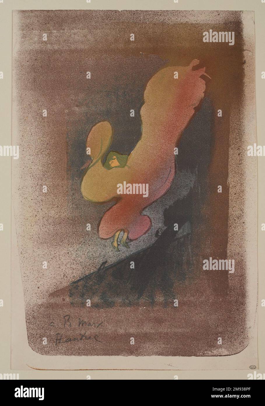 La signorina Fuller Henri de Toulouse-Lautrec (francese, 1864-1901). Lie Fuller, 1893. Litografia a colori su carta ovata, foglio: 15 x 10 1/4 pollici (38,1 x 26 cm). Questa litografia a colori, una delle più astratte e innovative di Henri de Toulouse-Lautrec, raffigura la ballerina americana Loie Fuller sul palco del Folies-Bergère a Montmartre. Fuller era famosa per una danza affascinante in cui girava il suo abito voluminoso tra luci multicolore, circondate da specchi. Un osservatore ha descritto Fuller come una “meravigliosa creatura-sogno che vedete ballare in modo felice in una visione che rotola tra le sue vei appicchiate Foto Stock