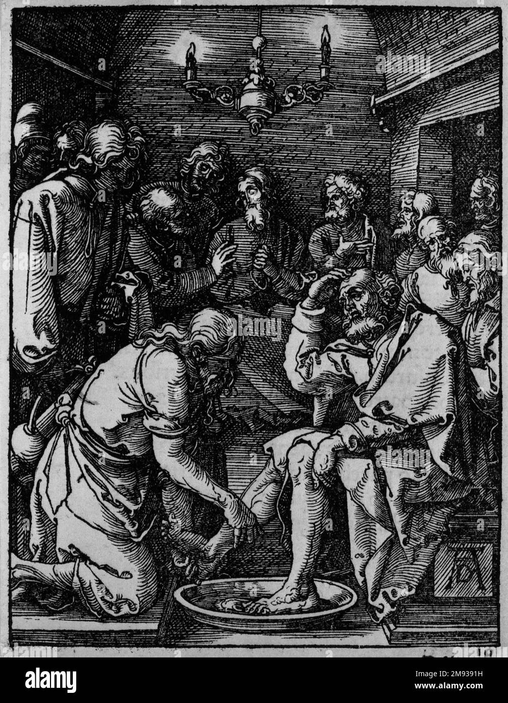Cristo lavando i piedi dei discepoli Albrecht Dürer (tedesco, 1471-1528). Cristo lavando i piedi dei discepoli, 1509-1511; edizione del 1511. Taglio a legno su carta steso, immagine: 4 15/16 x 3 7/8 pollici (12,5 x 9,8 cm). Arte europea 1509-1511; edizione del 1511 Foto Stock Cristo lavando i piedi dei discepoli Albrecht Dürer (tedesco, 1471-1528). Cristo lavando i piedi dei discepoli, 1509-1511; edizione del 1511. Taglio a legno su carta steso, immagine: 4 15/16 x 3 7/8 pollici (12,5 x 9,8 cm). Arte europea 1509-1511; edizione del 1511 Foto Stock