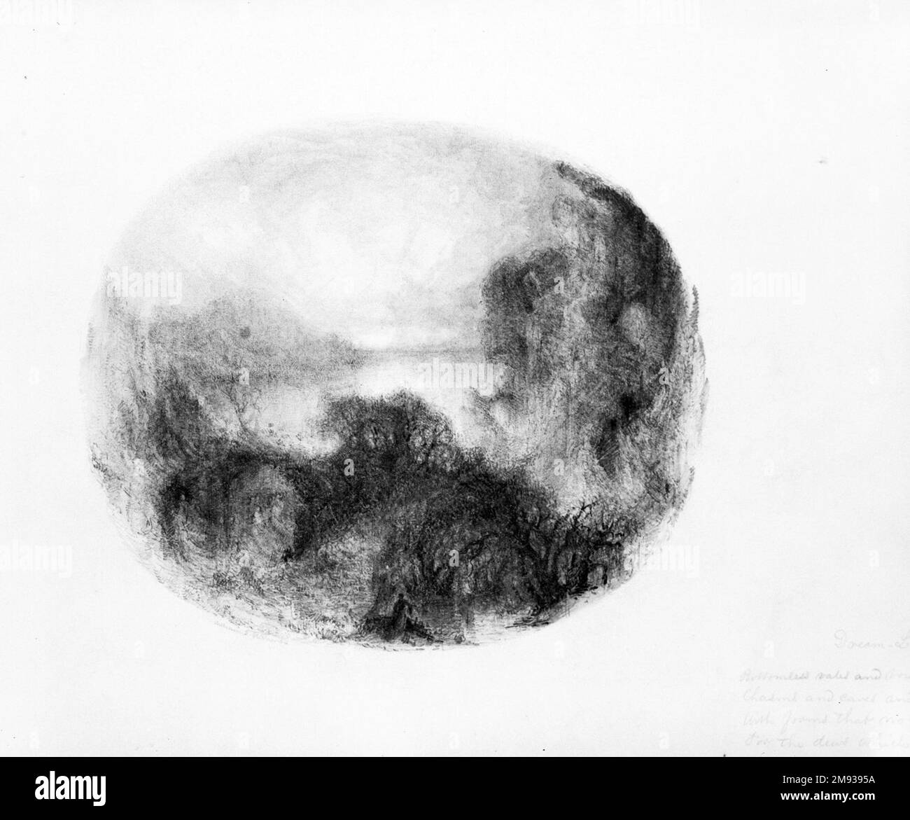 Paesaggio Vignette William Trost Richards (americano, 1833-1905). Paesaggio Vignette, n.d. Grafite su carta pesante, foglio: 11 9/16 x 15 1/4 poll. (29,4 x 38,7 cm). Arte americana n.d. Foto Stock