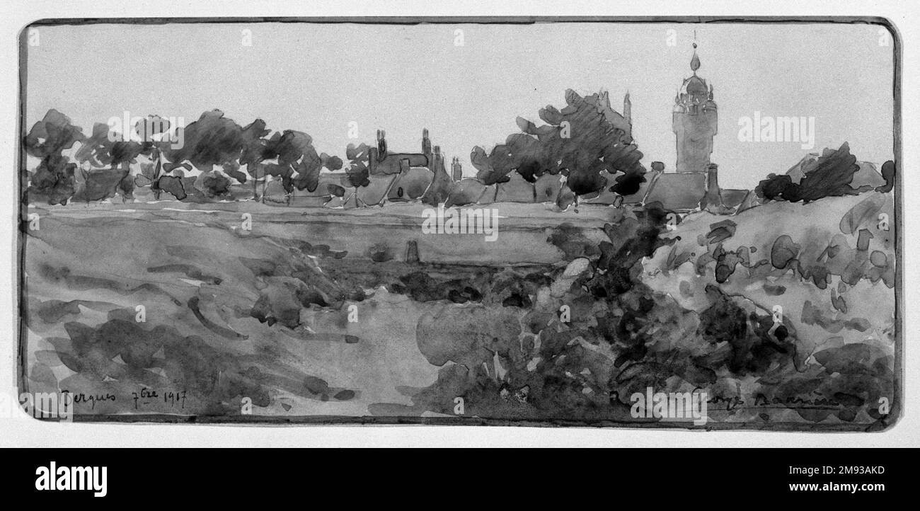 Il Campanile di Berques Georges Barrière (francese, 1881-1944). , Settembre 1917. Acquerello, 3 1/2 x 8 1/16 poll. (8,9 x 20,5 cm). Arte europea Sep-17 Foto Stock