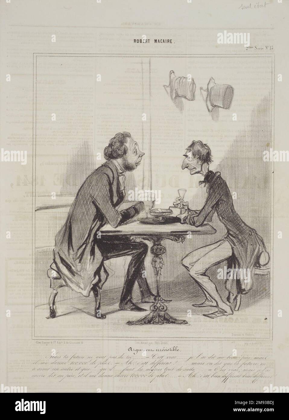 Argomento Irrésistible Honoré Daumier (francese, 1808-1879). , 16 maggio 1841. Litografia su carta da giornale, foglio: 14 3/16 x 9 3/4 poll. (36 x 24,8 cm). Arte europea 16 maggio 1841 Foto Stock