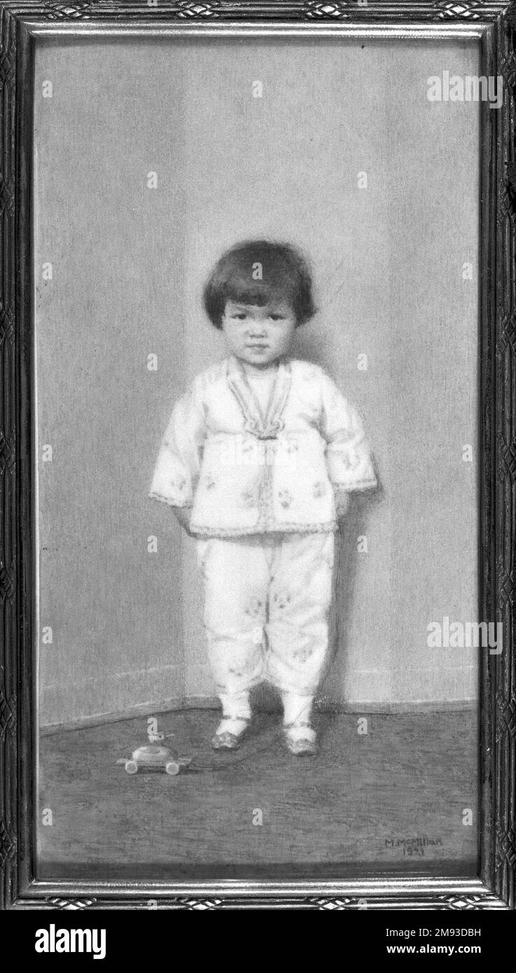 Marjory li Mary McMillan (americano, 1895-1959). , 1921. Acquerello su vernice avorio in ottone sotto vetro, immagine (vista): 6 3/8 x 3 5/16 pollici (16,2 x 8,4 cm). Arte americana 1921 Foto Stock