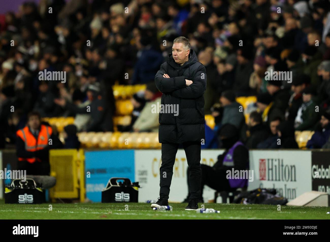 Darren Ferguson, manager del Regno Unito di Peterborough, si è incaricato della sua prima partita dopo il ritorno al club per un quarto periodo, durante la partita della Sky Bet League 1 Port vale vs Peterborough a vale Park, Burslem, Regno Unito, 16th gennaio 2023 (Foto di Nick Browning/News Images) Foto Stock