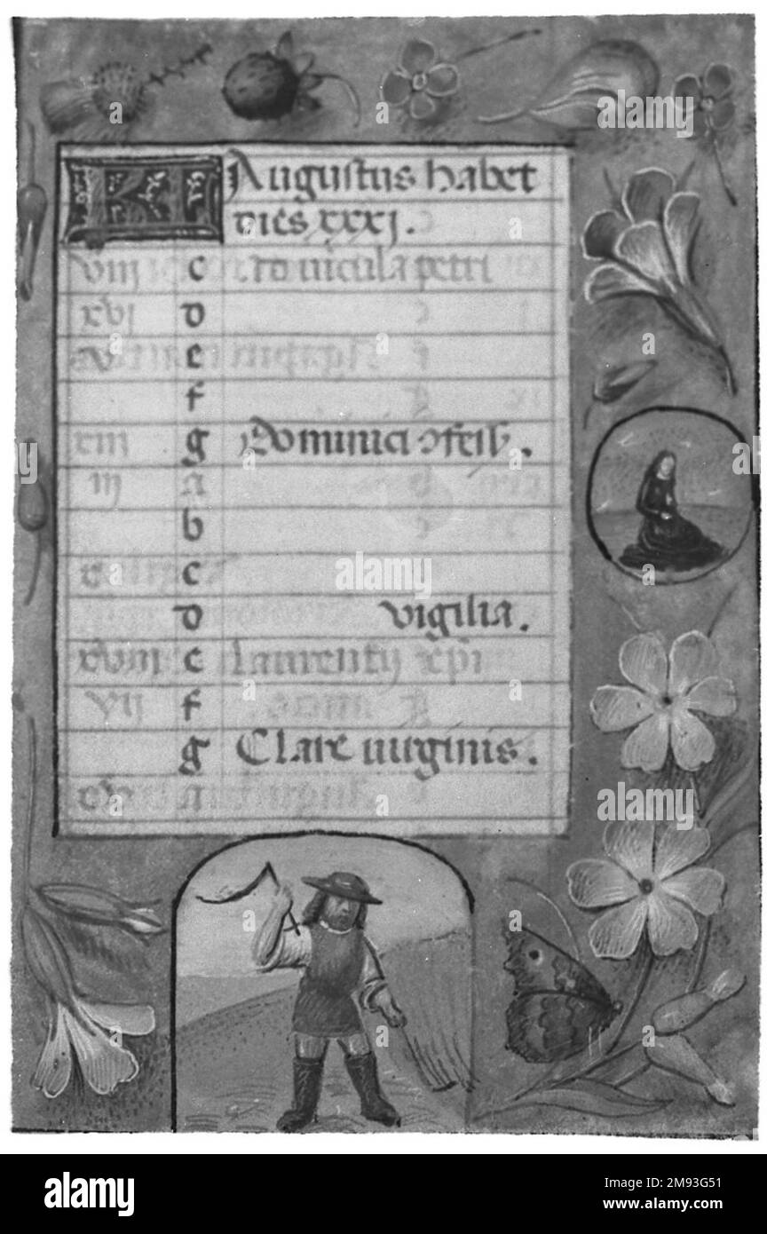 Horae Beatae Mariae Virginis Fiammingo. Horae Beatae Mariae Virginis, 16th ° secolo. Manoscritto in acquerello opaco e inchiostro con oro, 3 1/2 x 2 5/8 x 7/8 pollici (8,9 x 6,7 x 2,2 cm). Arte europea 16th ° secolo Foto Stock