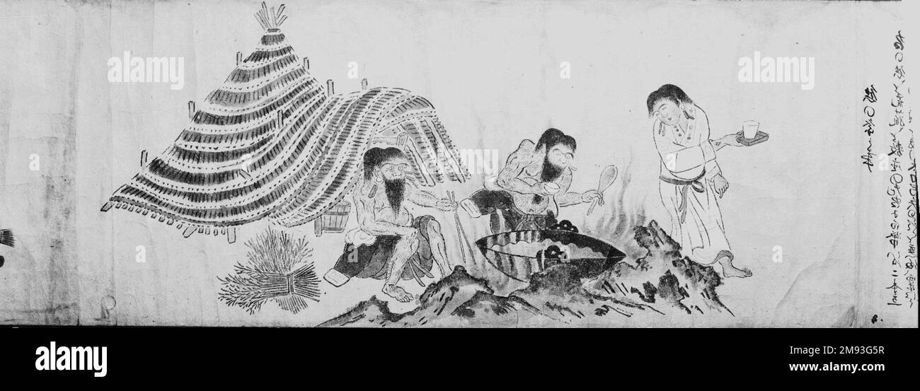 Dogane locali dell'Ainu Ainu. Costumi locali del Ainu, 19th ° secolo. Rotolo a mano, inchiostro e colori su carta, 10 5/8 x 332 1/8 poll. (27 x 843,6 cm). Arte asiatica 19th ° secolo Foto Stock