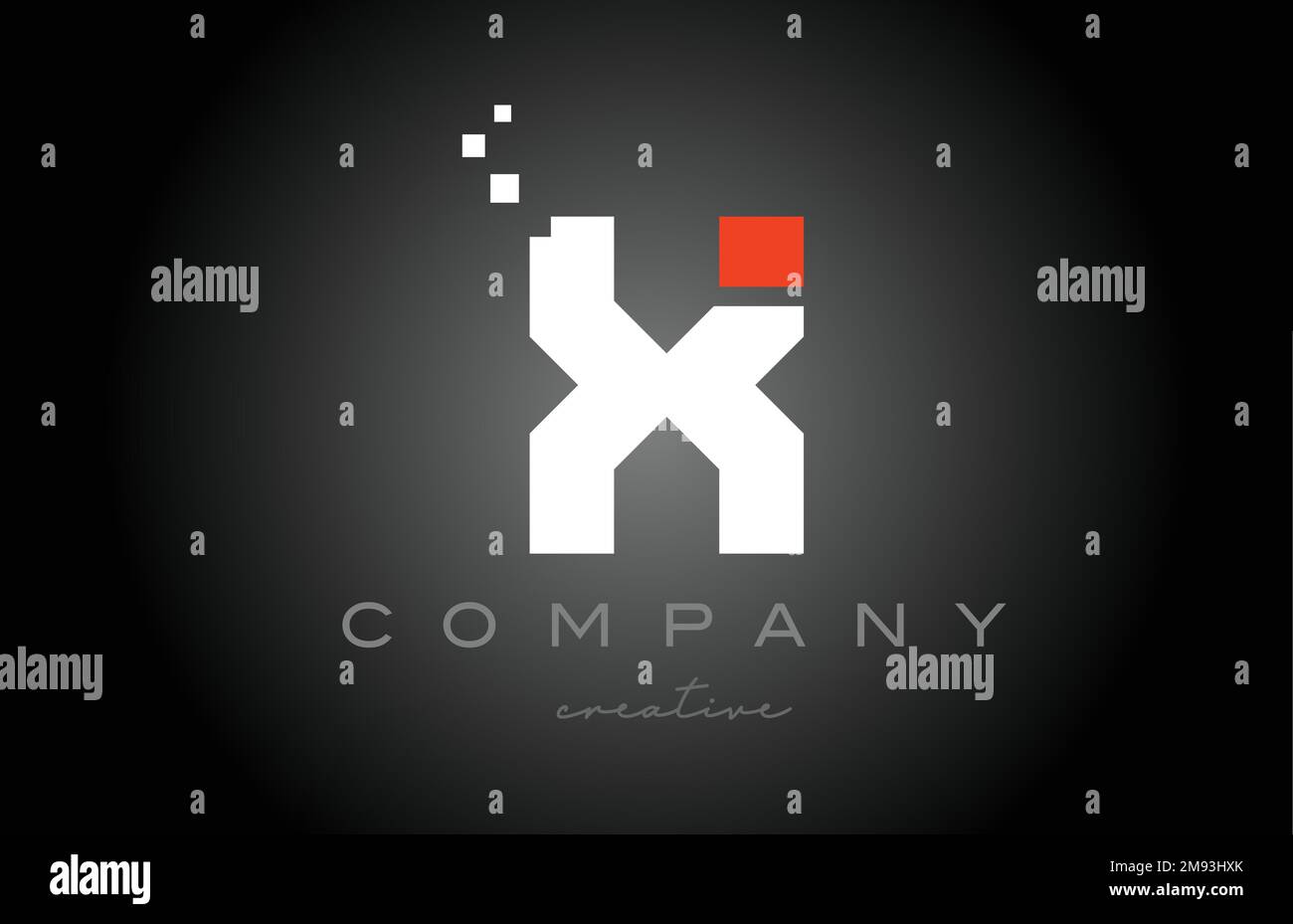 Disegno icona del logo con lettere alfabetiche a punti X. Modello di progettazione per aziende o aziende in bianco e nero e rosso Illustrazione Vettoriale