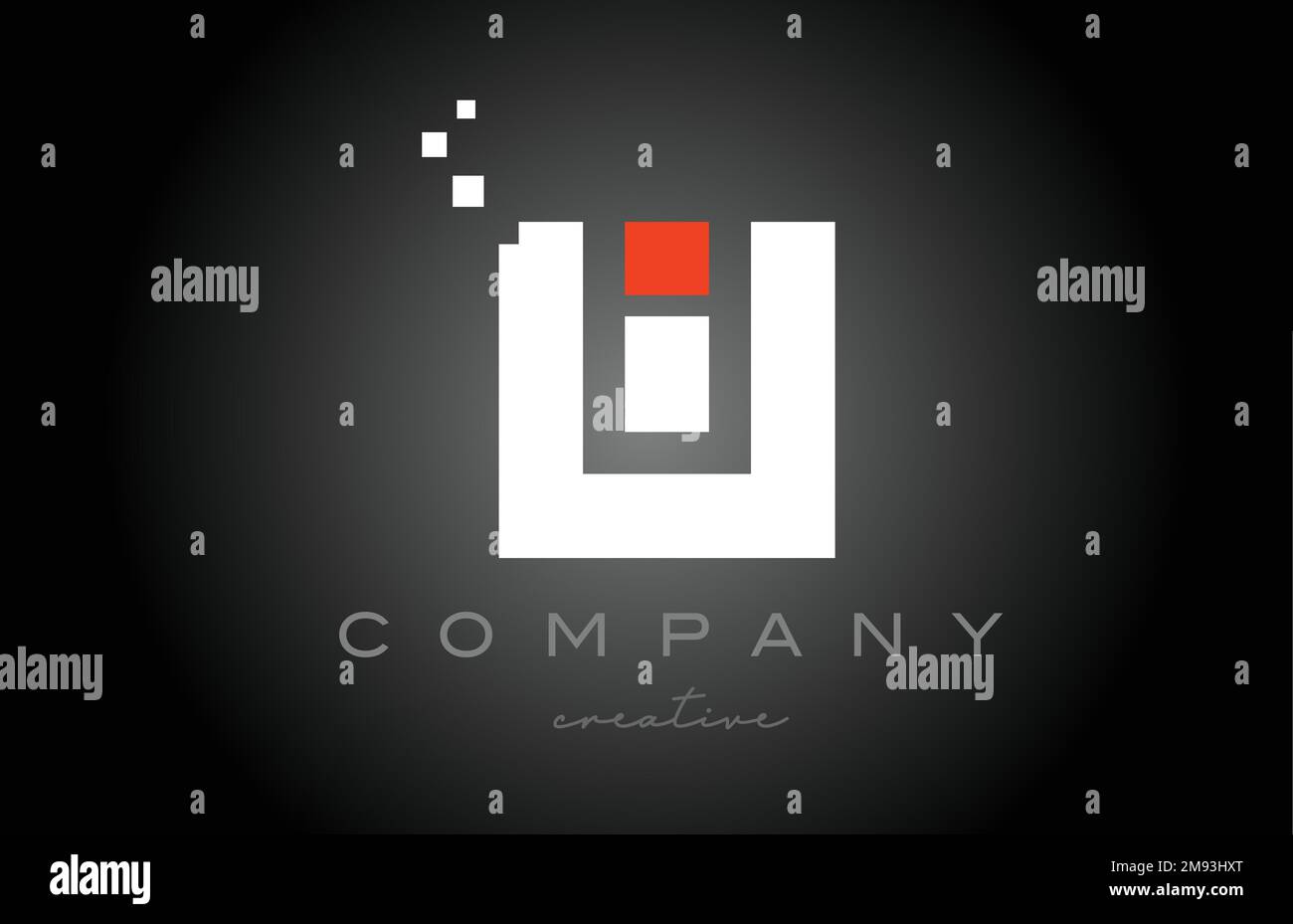 W disegno icona del logo lettera alfabetica a punti. Modello di progettazione per aziende o aziende in bianco e nero e rosso Illustrazione Vettoriale