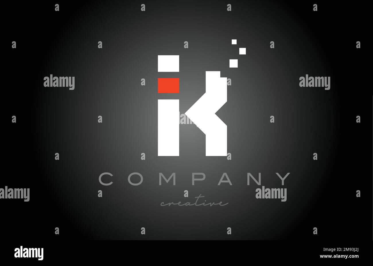 Design icona con lettera dell'alfabeto a K punti. Modello di progettazione per aziende o aziende in bianco e nero e rosso Illustrazione Vettoriale
